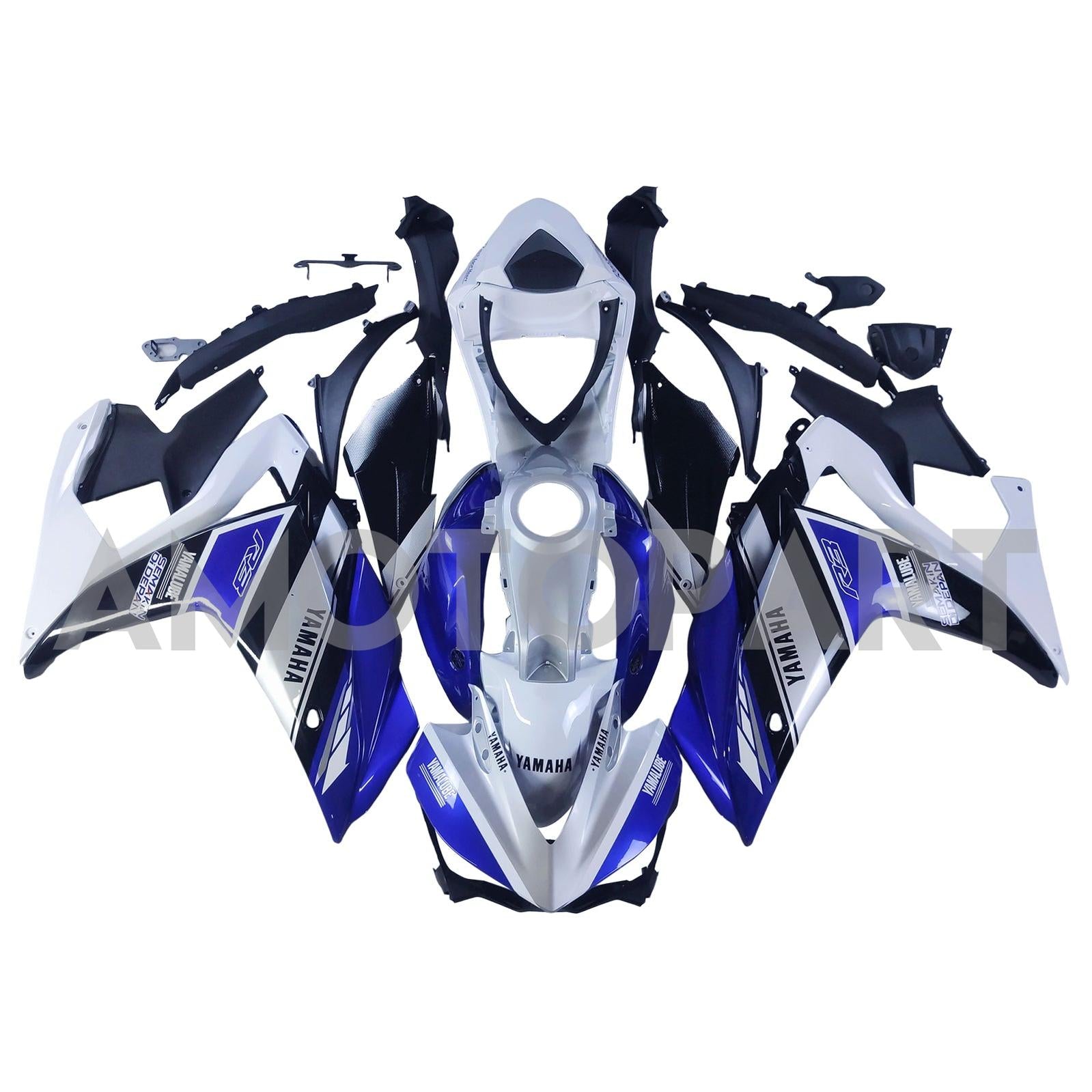 Kit de carenagem AMOTOPT YAMAHA 2014-2018 YZF R3 e 2015-2017 YZF R25 Kit de carenagem branca azul