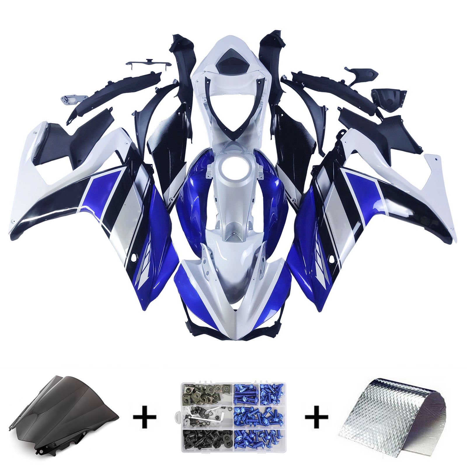 Amotopart kapotáž Yamaha 2014-2018 YZF R3 & 2015-2017 YZF R25 Blue White Realing Kit
