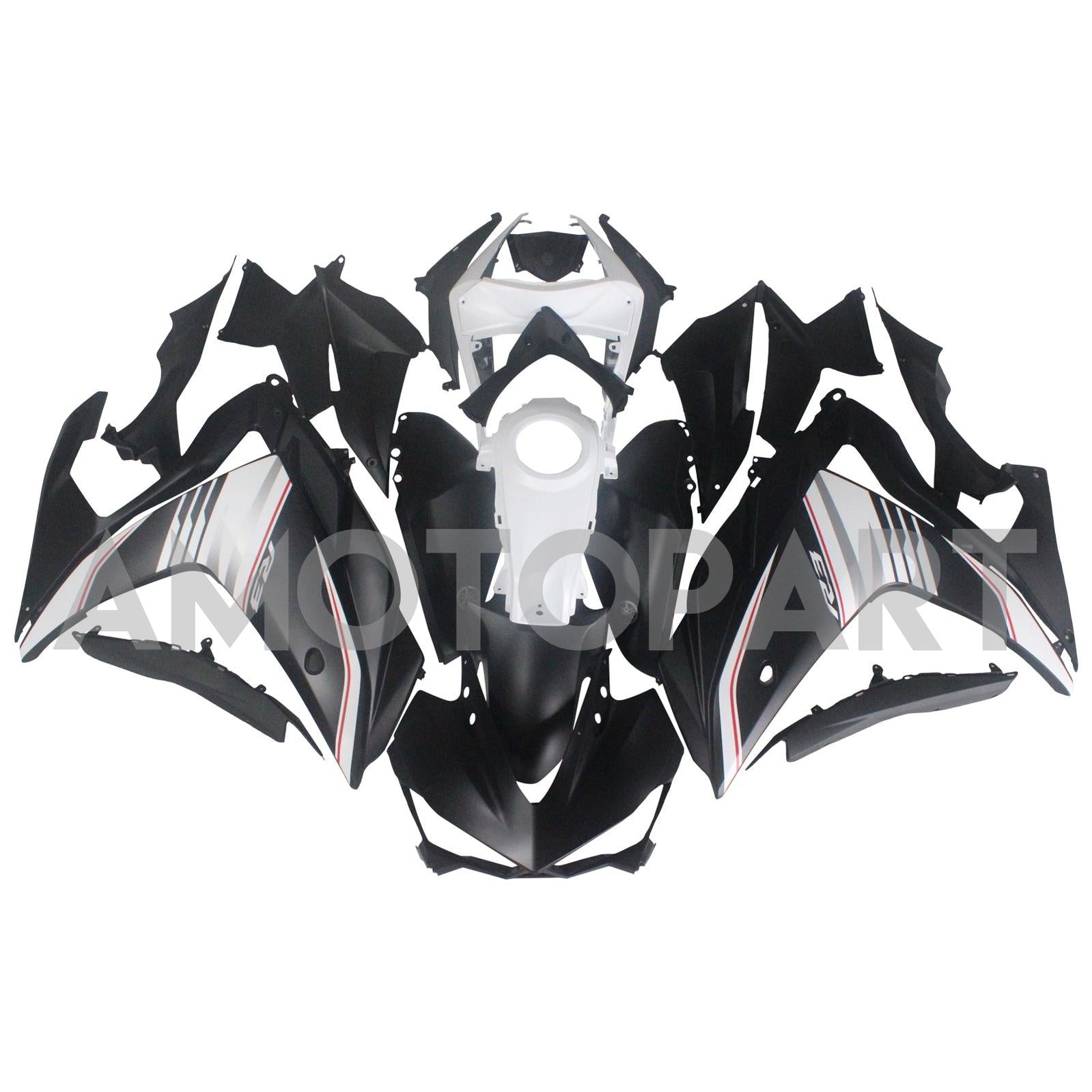 Amotopart Fairing Kit Yamaha 2014-2018 YZF R3 & 2015-2017 YZF R25 White Black Fairing Kit