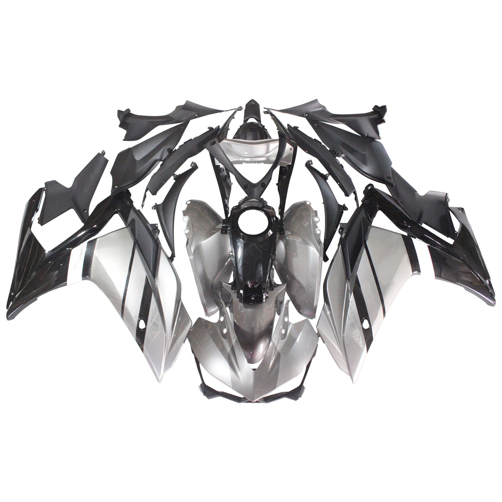 Amotopart Fairing Kit Yamaha 2014-2018 YZF R3 & 2015-2017 YZF R25 SLIVER Black Fairing Kit