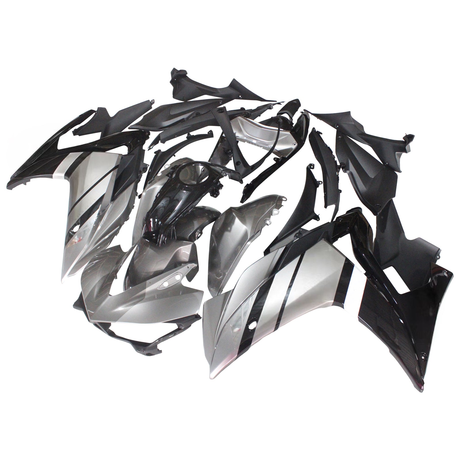 Amotopart Fairing Kit Yamaha 2014-2018 YZF R3 & 2015-2017 YZF R25 SLIVER Black Fairing Kit