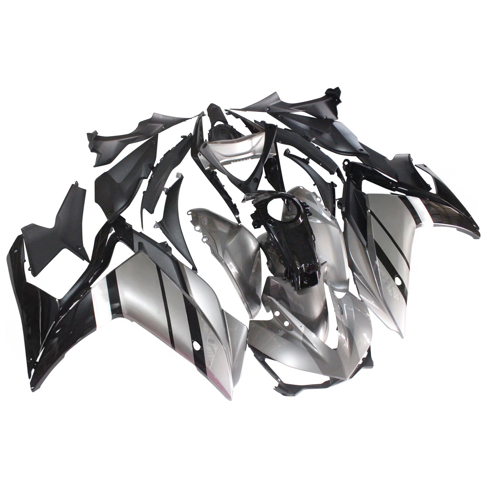 Amotopart Fairing Kit Yamaha 2014-2018 YZF R3 & 2015-2017 YZF R25 SLIVER Black Fairing Kit