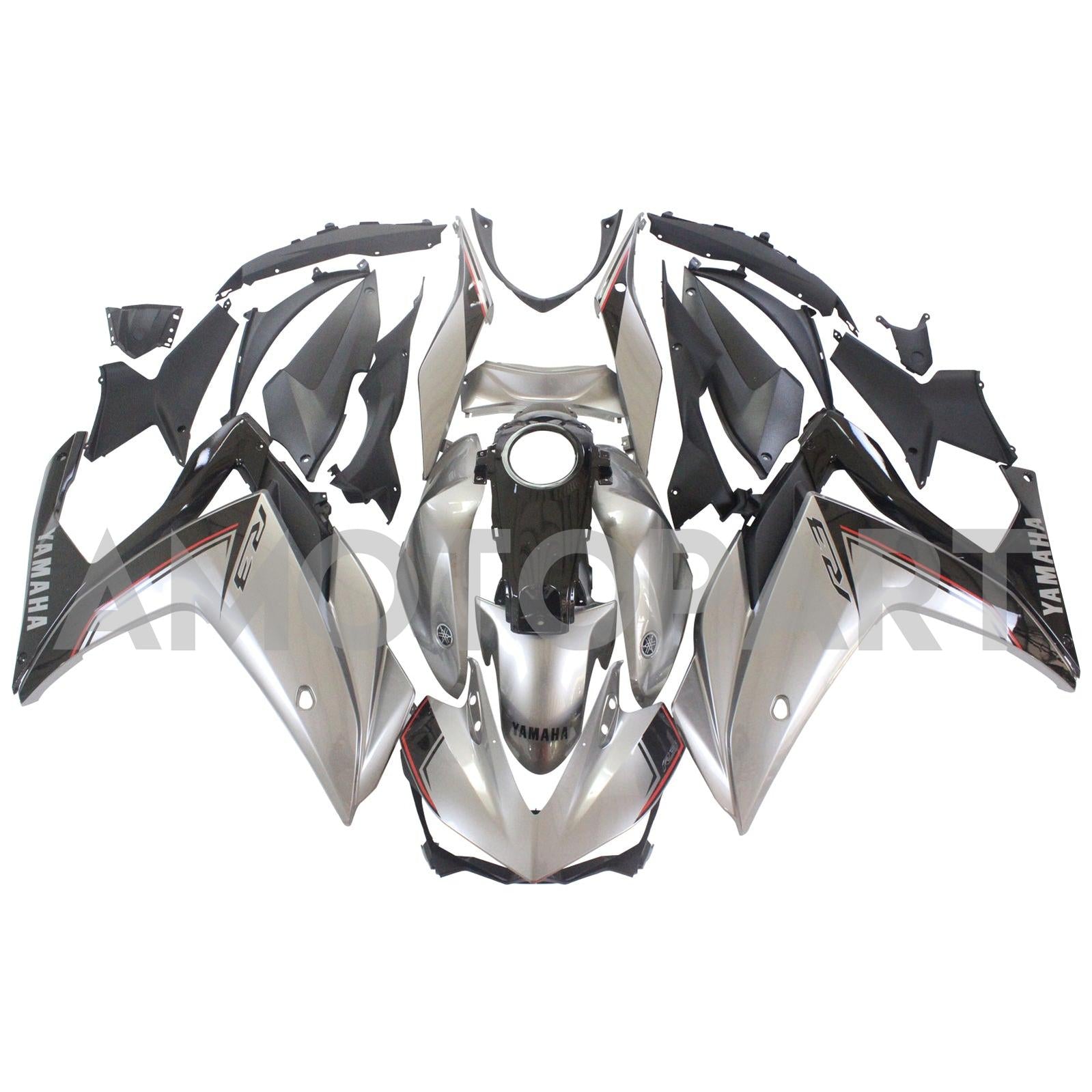 Amotopart Fairing Kit Yamaha 2014-2018 YZF R3 & 2015-2017 YZF R25 Sliver Gray Fairing Kit