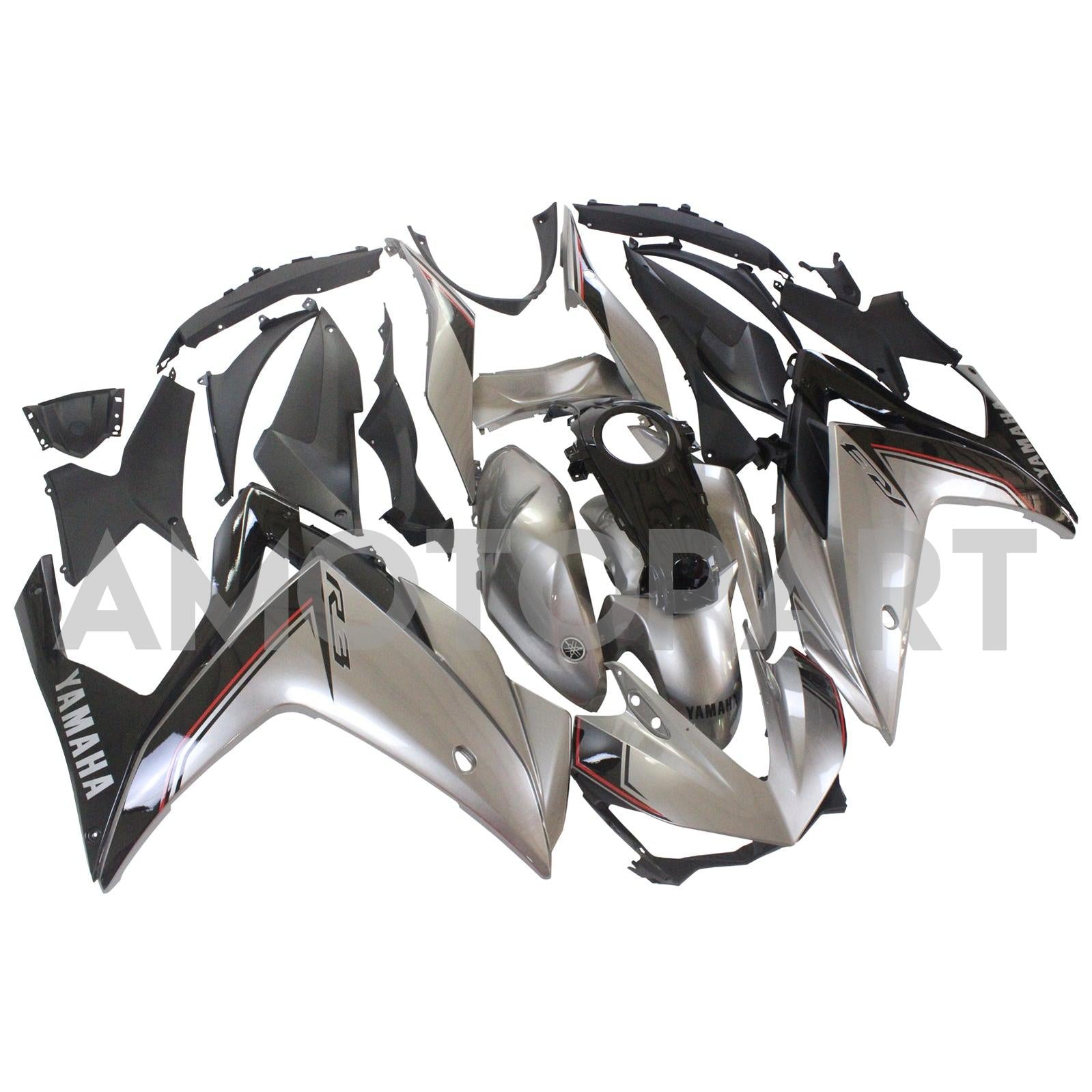 Amotopart Fairing Kit Yamaha 2014-2018 YZF R3 & 2015-2017 YZF R25 Sliver Gray Fairing Kit