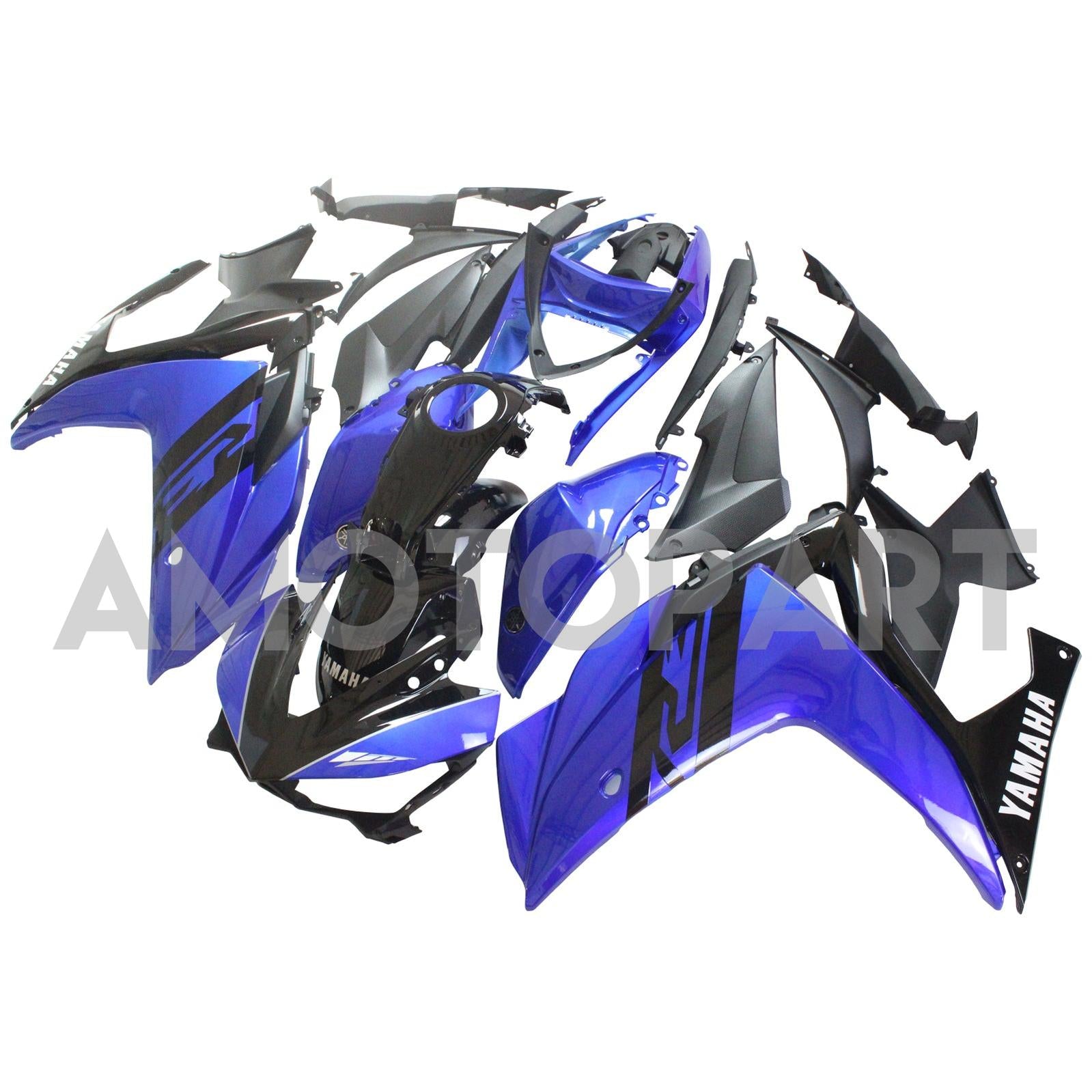 Amotopart Fairing Kit Yamaha 2014-2018 YZF R3 & 2015-2017 YZF R25 Black Blue Fairing Kit