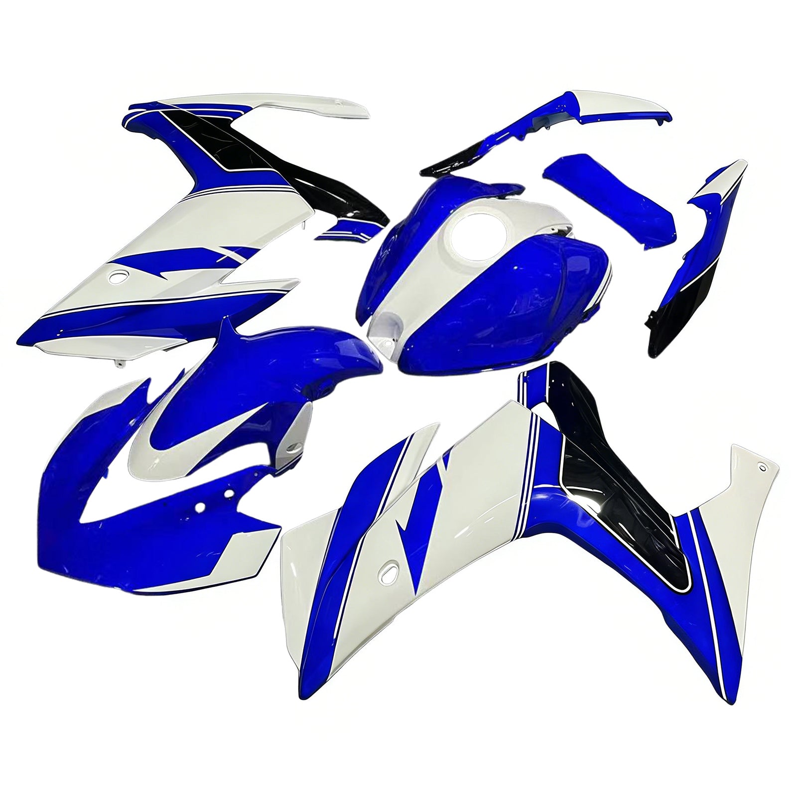 Amotopart Fairing Kit Yamaha 2014-2018 YZF R3 & 2015-2017 YZF R25 Blue Mix White Fairing Kit