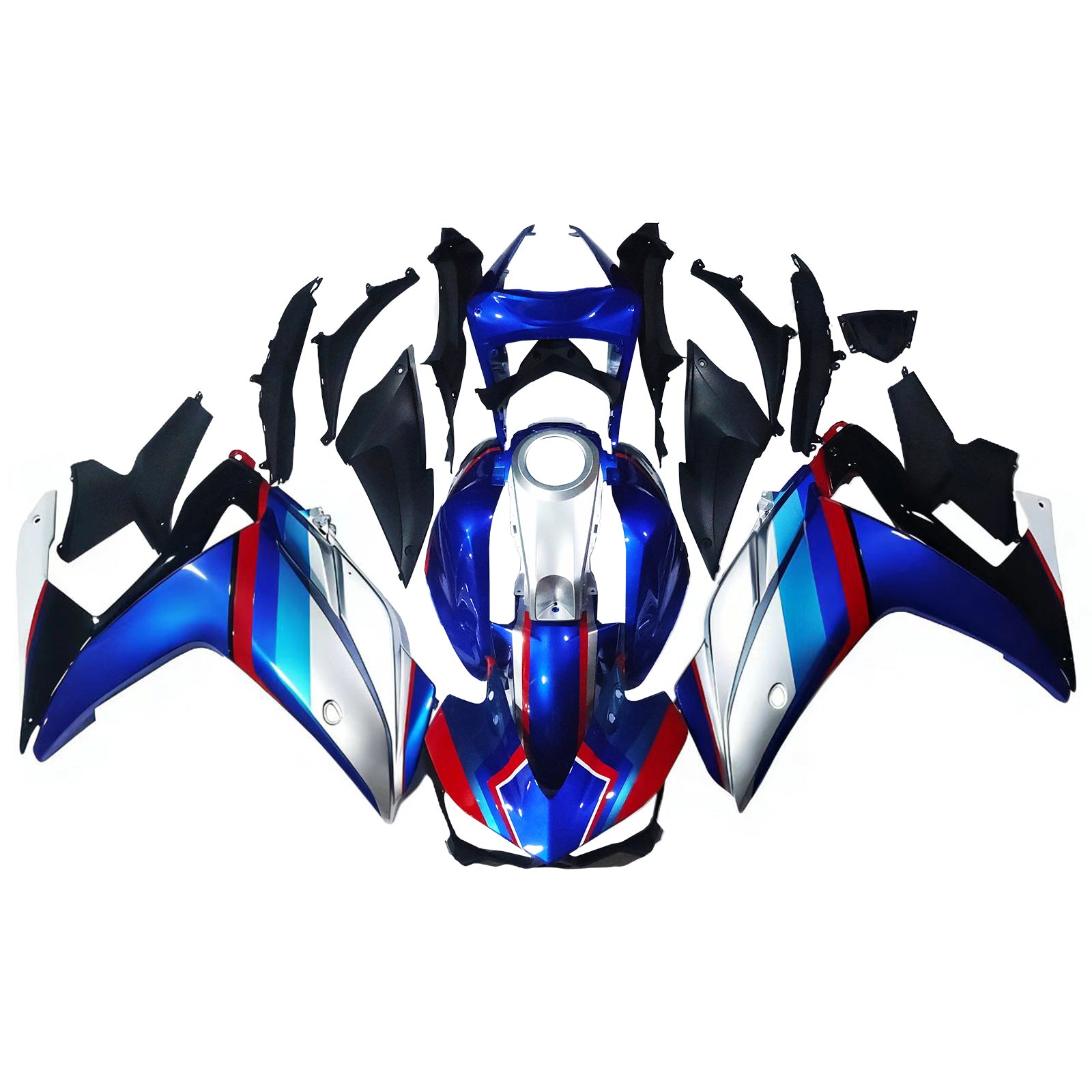 Amotopart Verkleidungsset Yamaha 2014–2018 YZF R3 & 2015–2017 YZF R25 Blau Rot Weiß Verkleidungsset