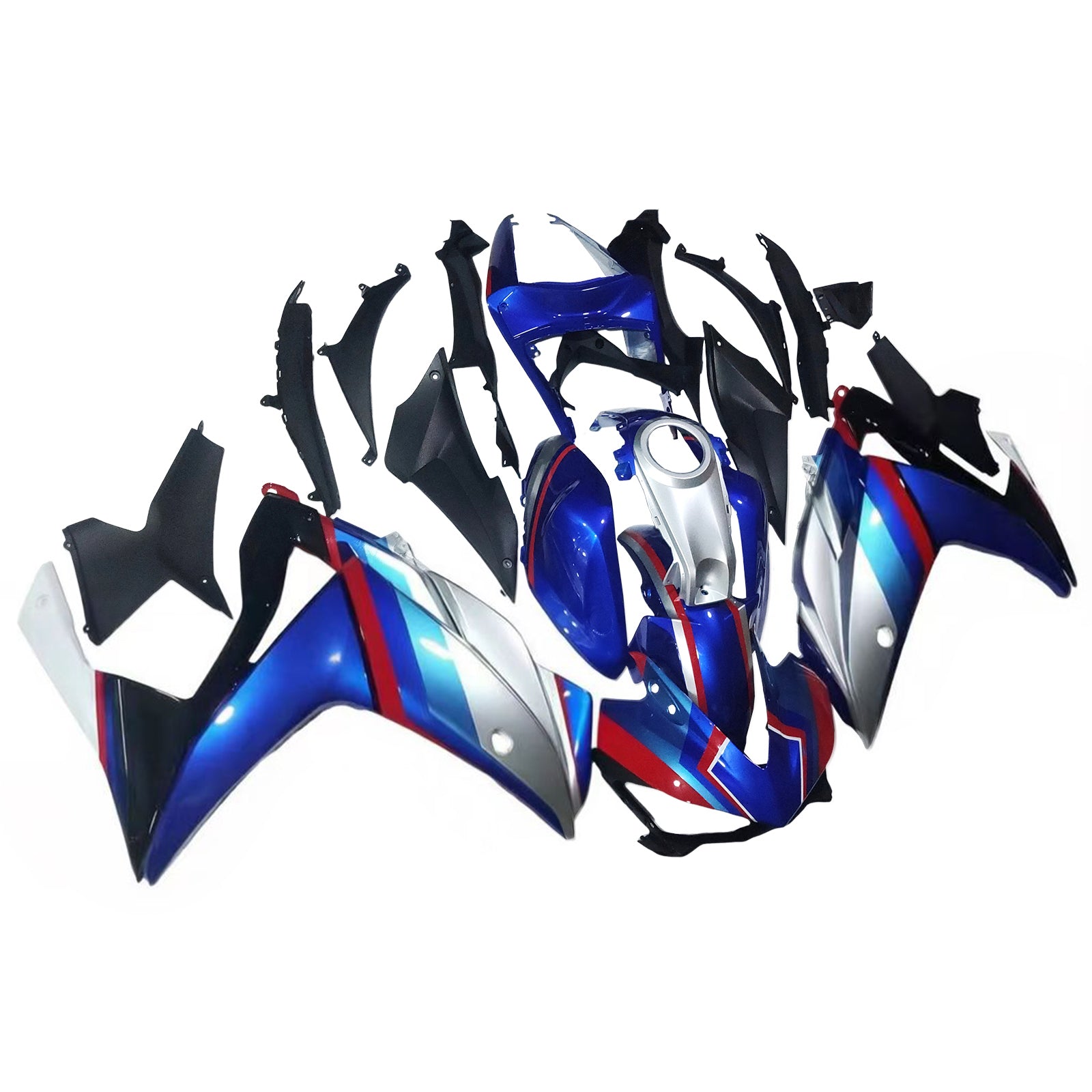 Amotopart Verkleidungsset Yamaha 2014–2018 YZF R3 & 2015–2017 YZF R25 Blau Rot Weiß Verkleidungsset