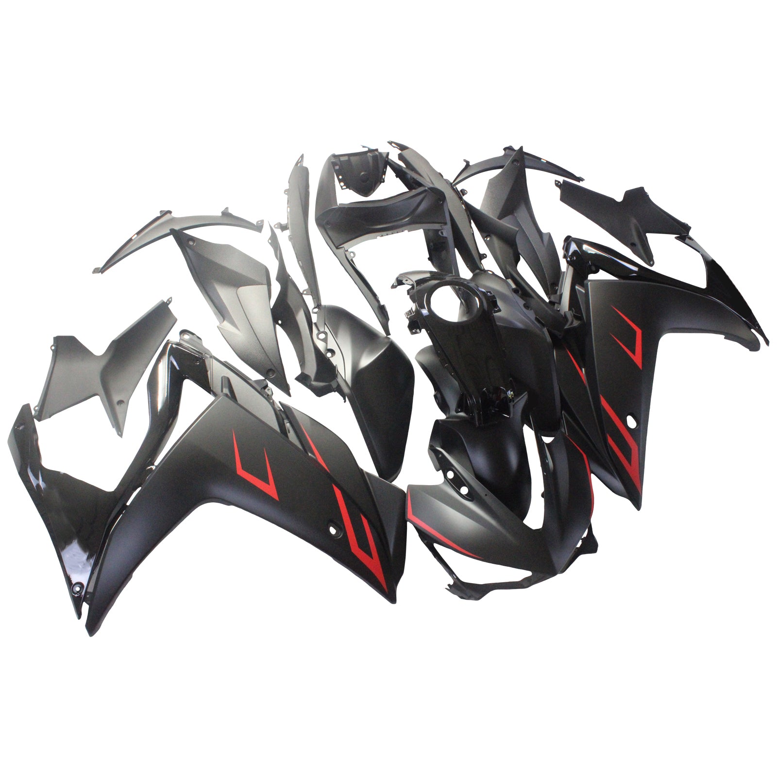 Kit de carénage Amotopart pour Yamaha YZF R3 2014-2018 & Kit de carénage noir et rouge pour YZF R25 2015-2017