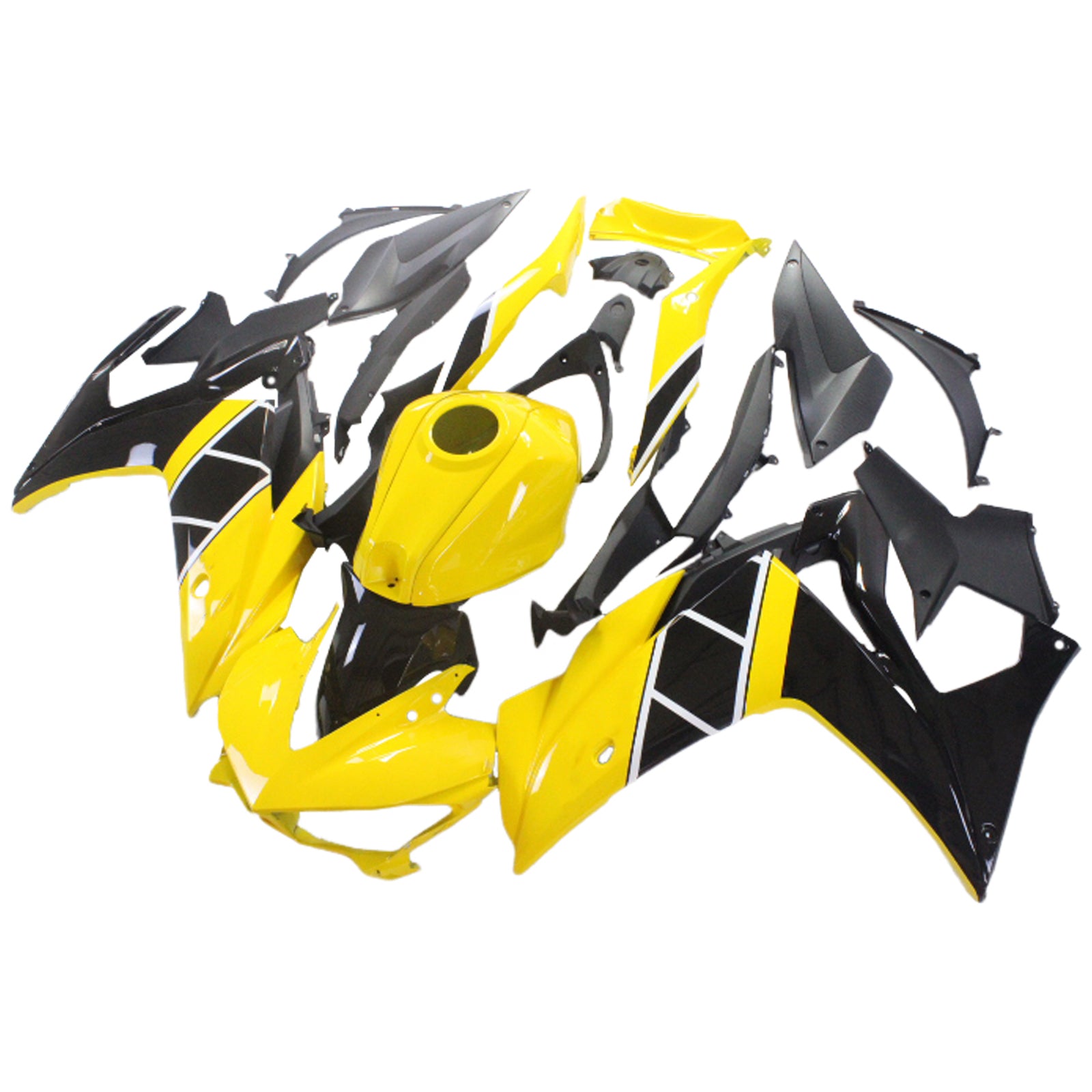Amotopart Fairing Kit Yamaha 2014-2018 YZF R3 & 2015-2017 YZF R25 Black Yellow Mix Fairing Kit