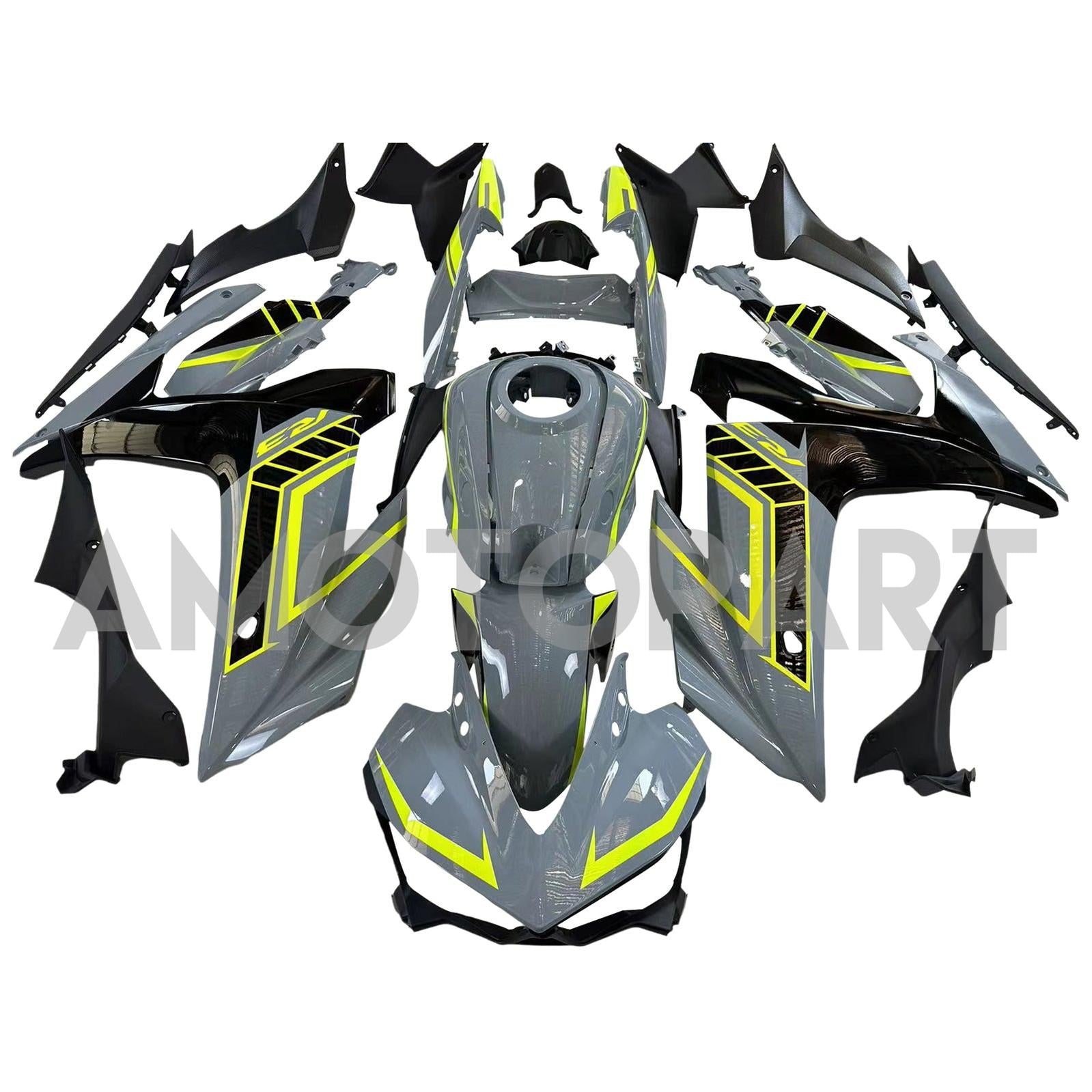 Amotopart Yamaha YZF-R3 2014-2018 R25 2015-2017 Grey&fluorescent Yellow Fairing Kit