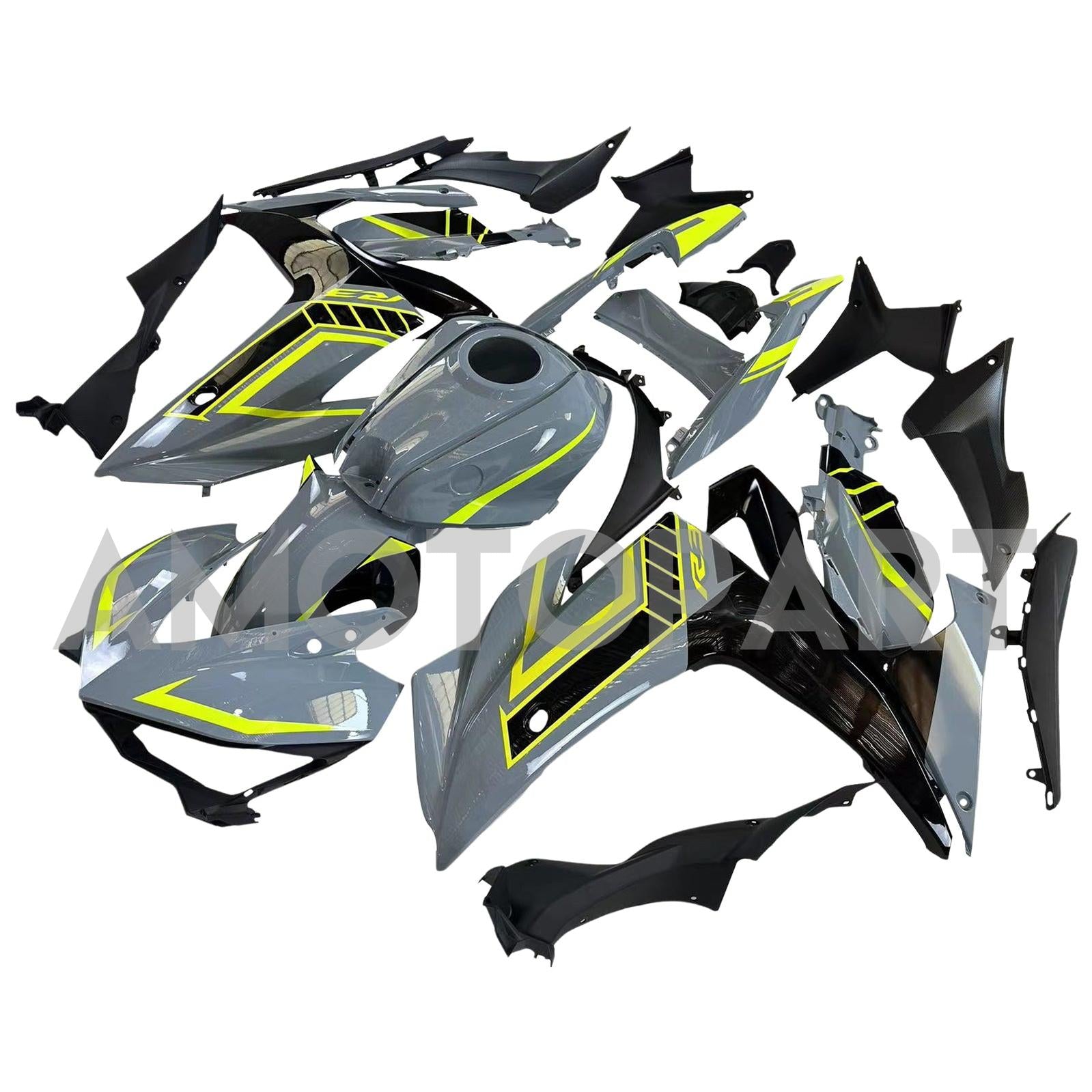 Amotopart Yamaha YZF-R3 2014-2018 R25 2015-2017 Grey&fluorescent Yellow Fairing Kit