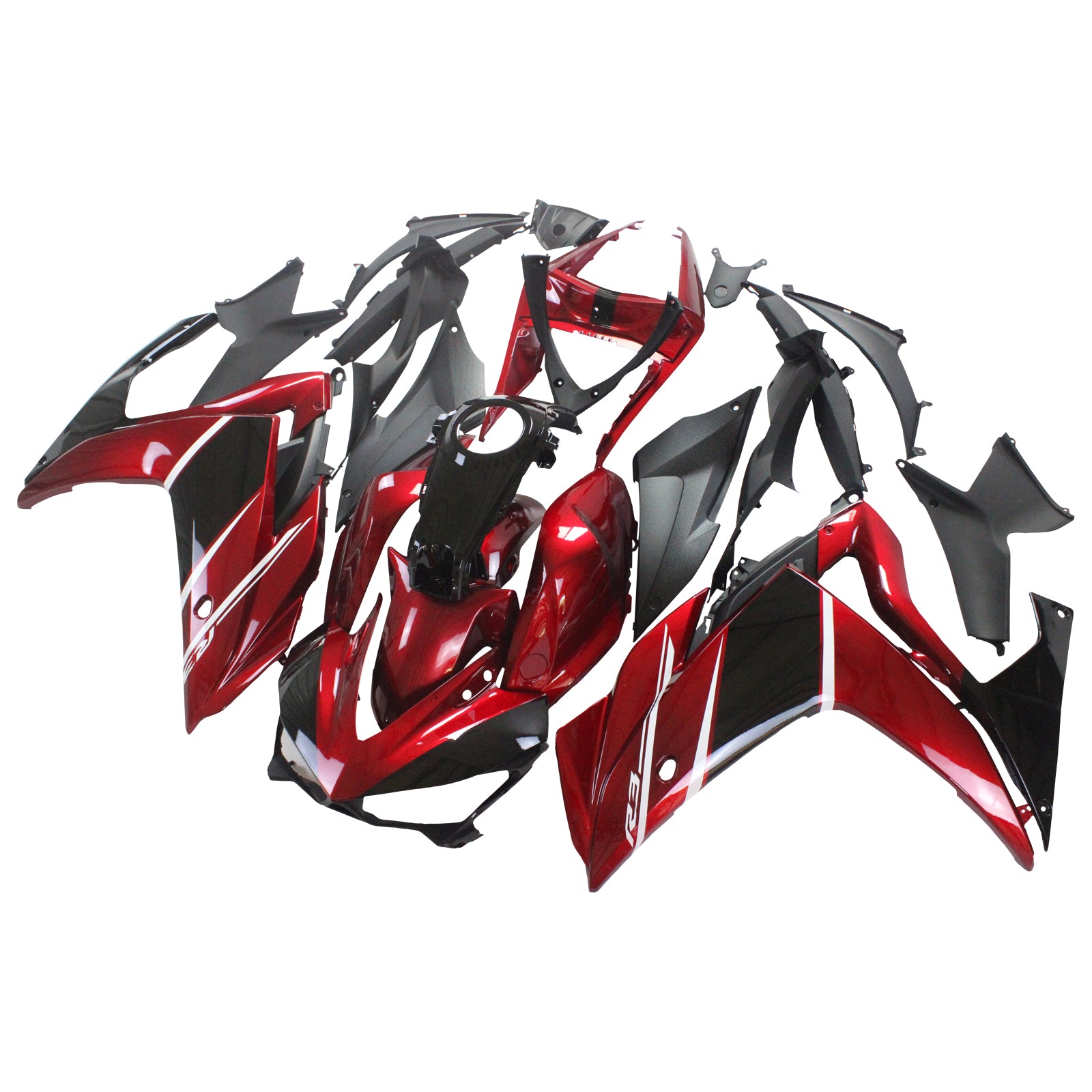 Amotopart Yamaha YZF-R3 2014-2018 R25 2015-2017 Kit de carenado negro y rojo Style1