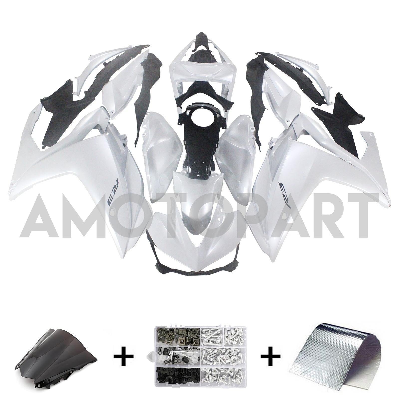 Amotopart Yamaha YZF-R3 2014-2018 R25 2015-2017 Pearl White Fairing Kit