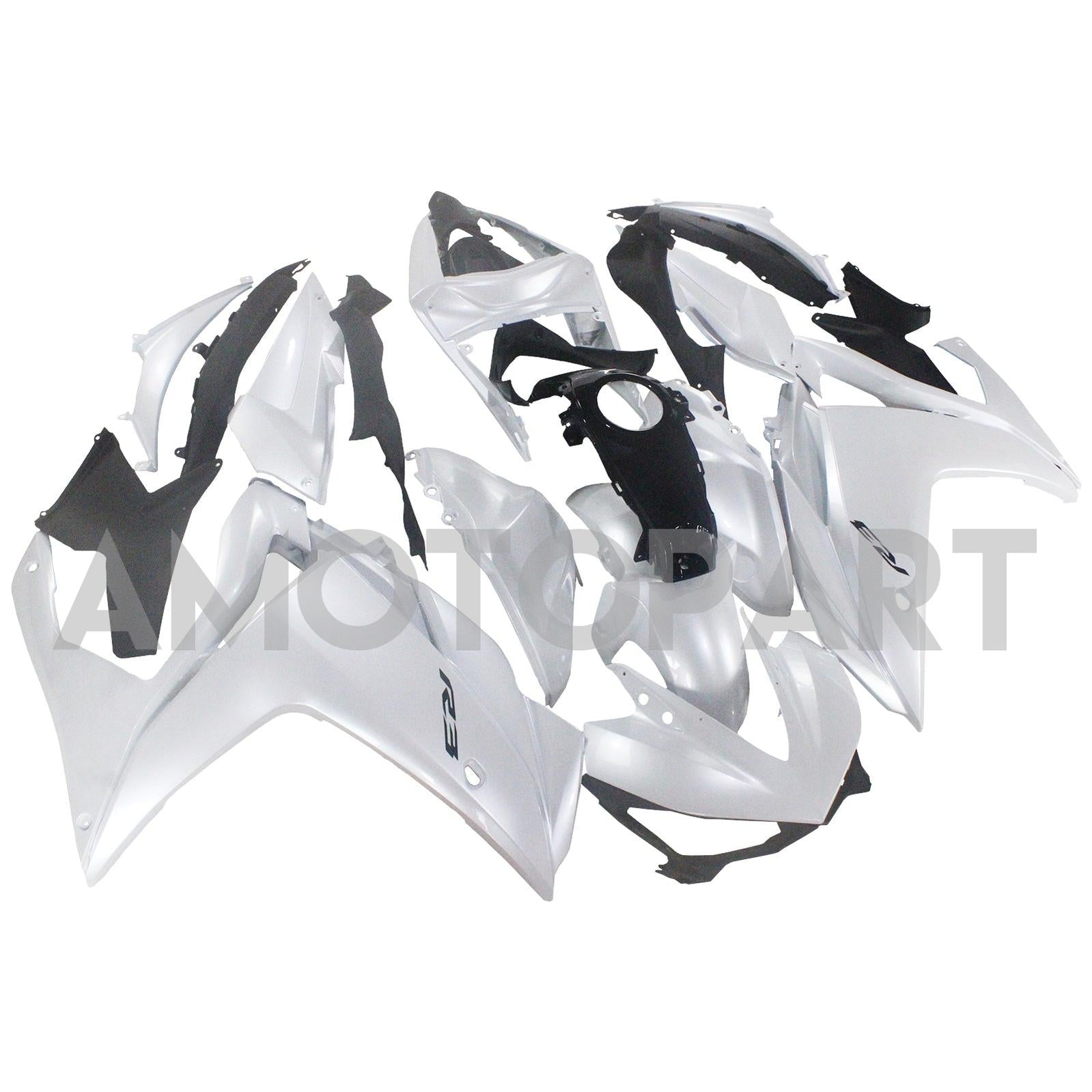 Amotopart Yamaha YZF-R3 2014-2018 R25 2015-2017 Kit de carenagem branca de Pearl