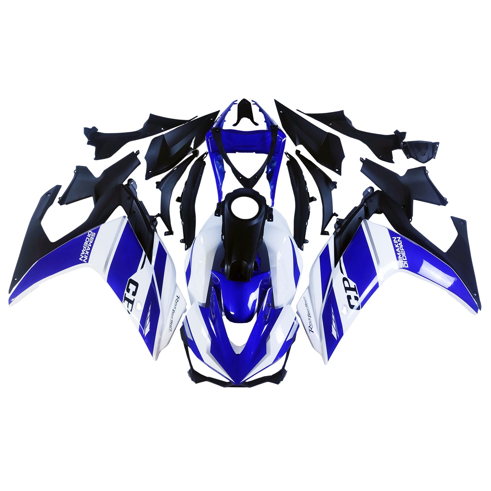 Amotopart Yamaha YZF-R3 2014-2018 R25 2015-2017 Zestaw Blue & White Fairing