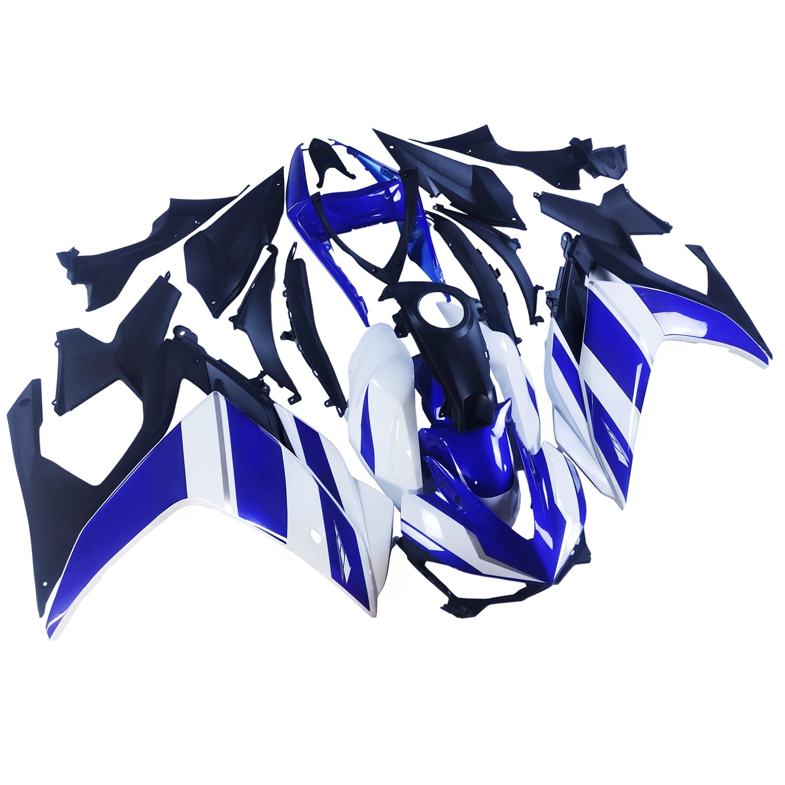 Amotopart ヤマハ YZF-R3 2014-2018 R25 2015-2017 ブルー&ホワイト フェアリングキット