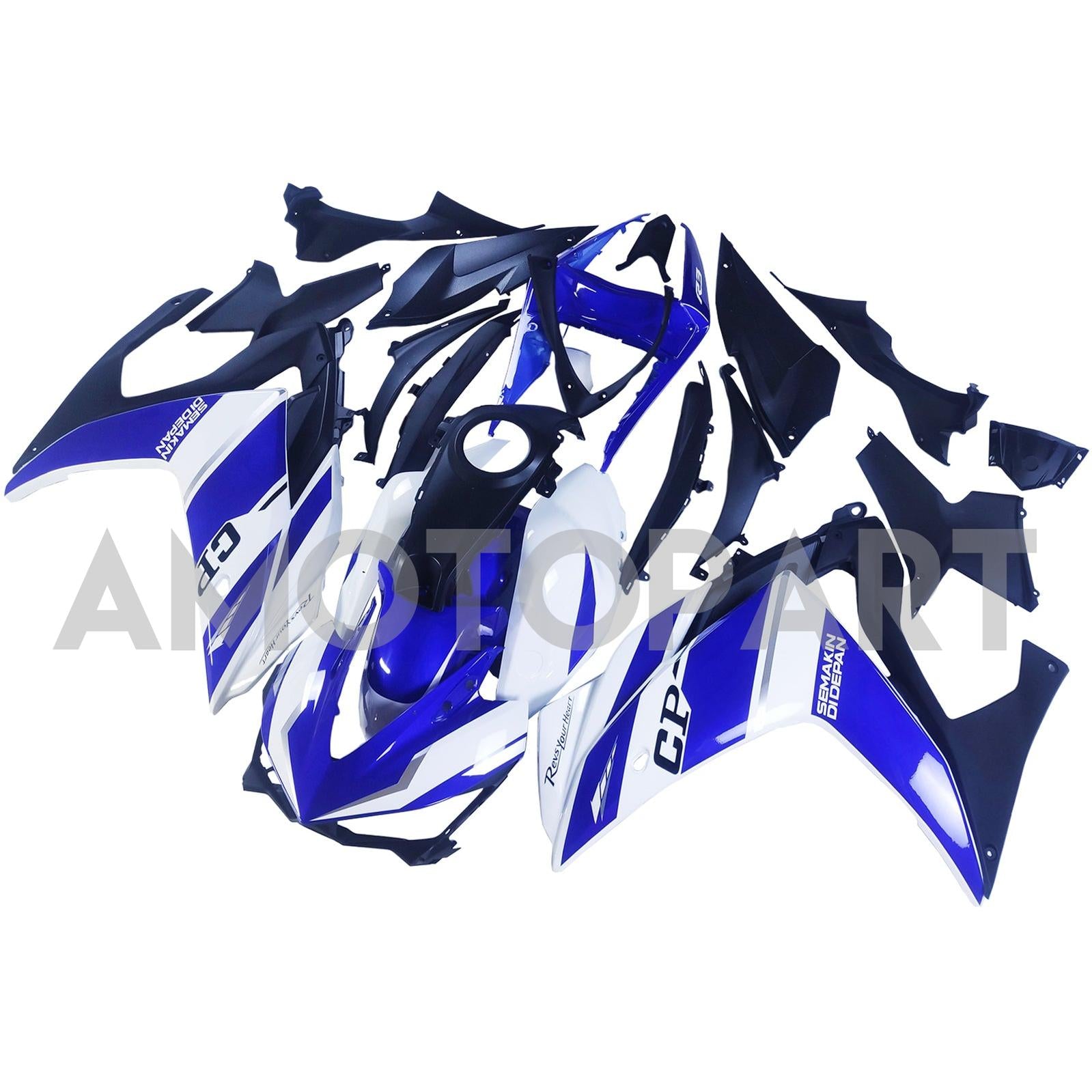 Amotopart Yamaha YZF-R3 2014-2018 R25 2015-2017 Blue&White Fairing Kit