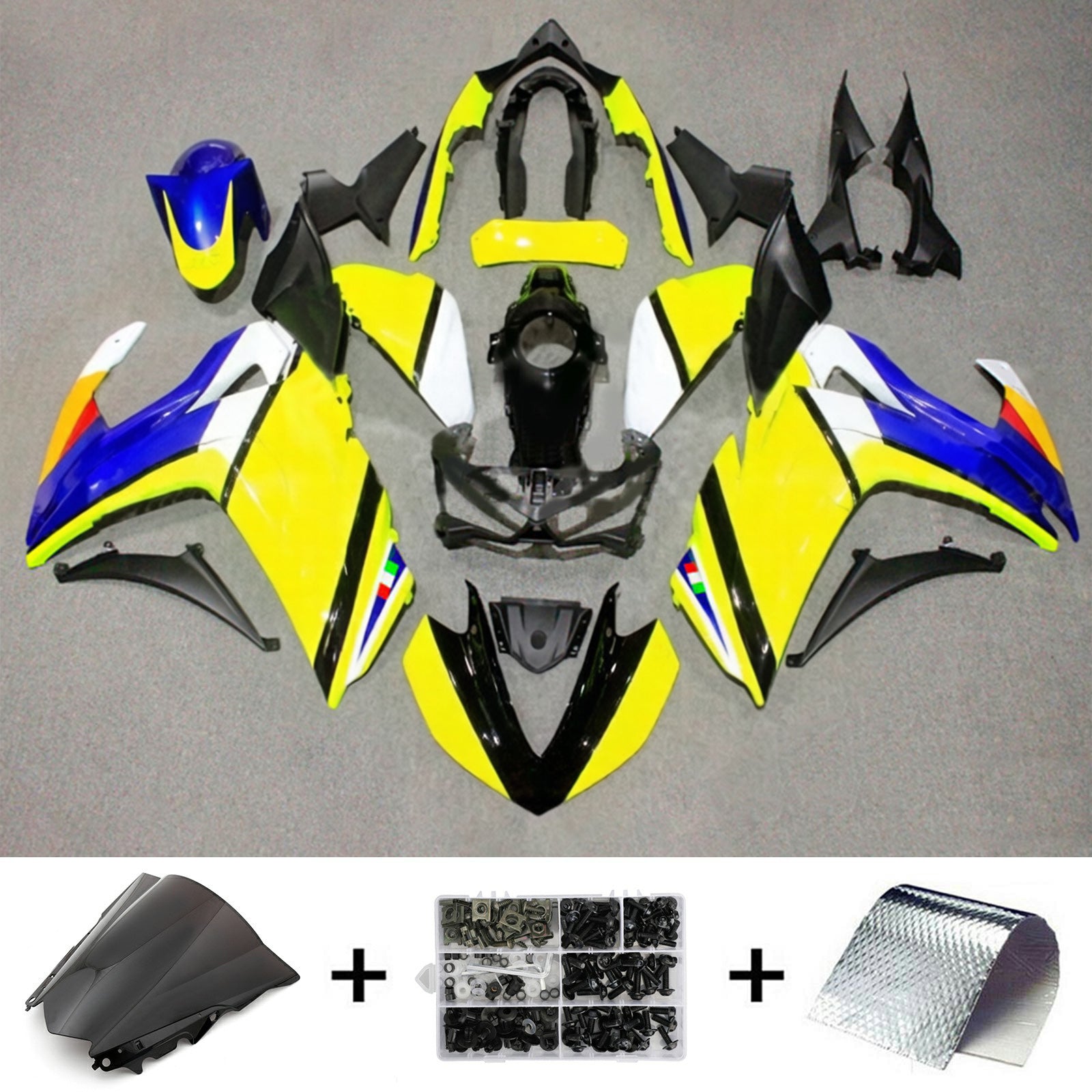 Amotopart YZF-R3 2014-2018 R25 2015-2017 Yamaha Kit carena blu e giallo Style4