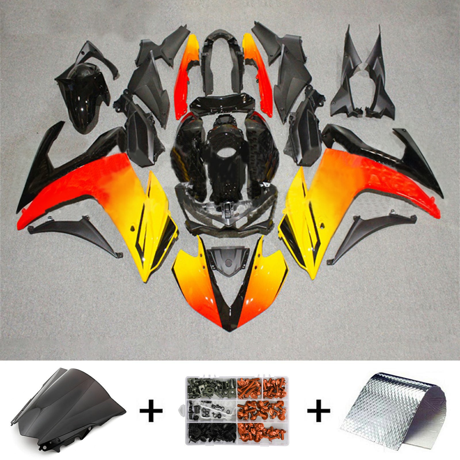 Amotopart YZF-R3 2014-2018 R25 2015-2017 Yamaha Gradient Yellow&Red Fairing Kit