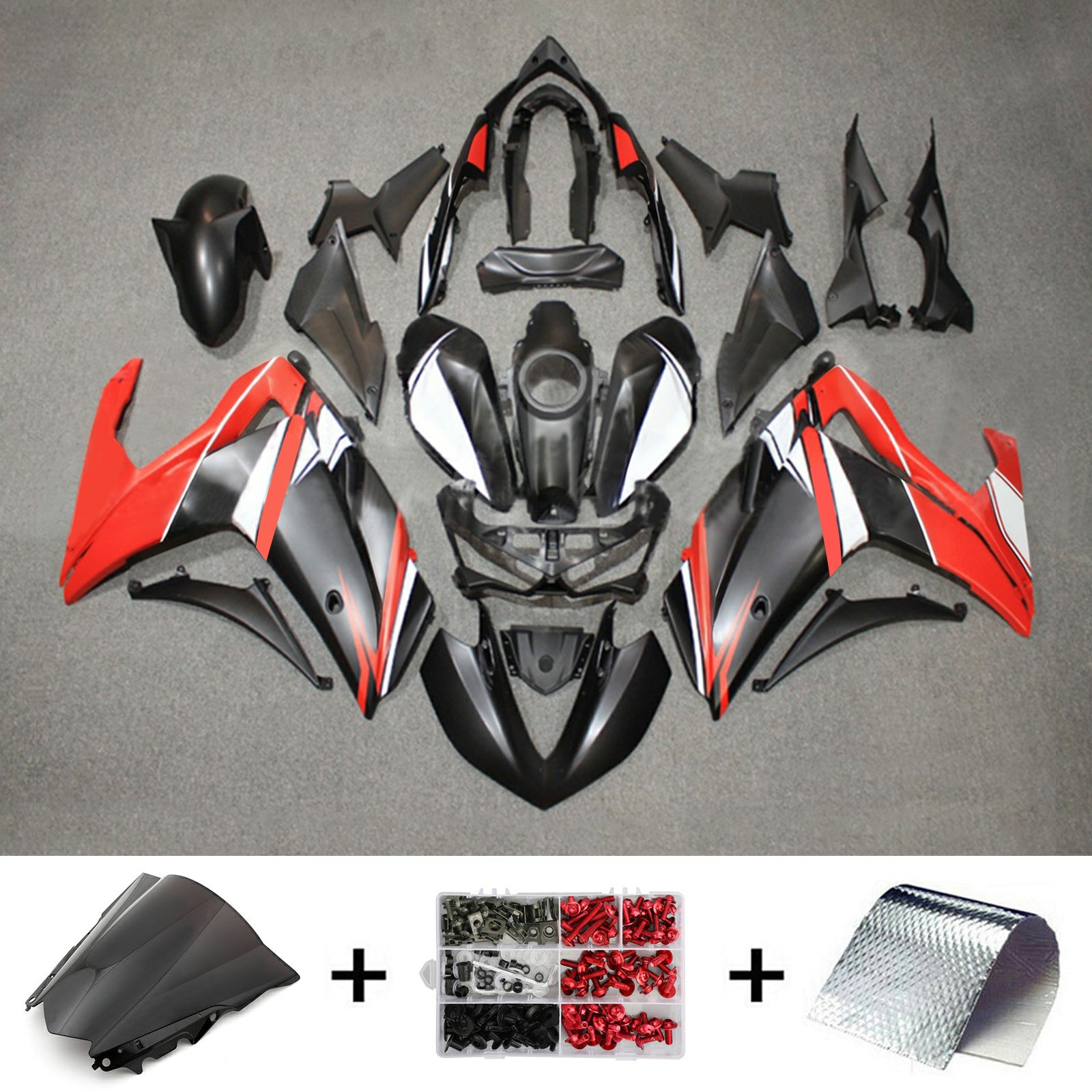 Amotopart YZF-R3 2014-2018 R25 2015-2017 Yamaha Matte Red & Black Fairing Kit