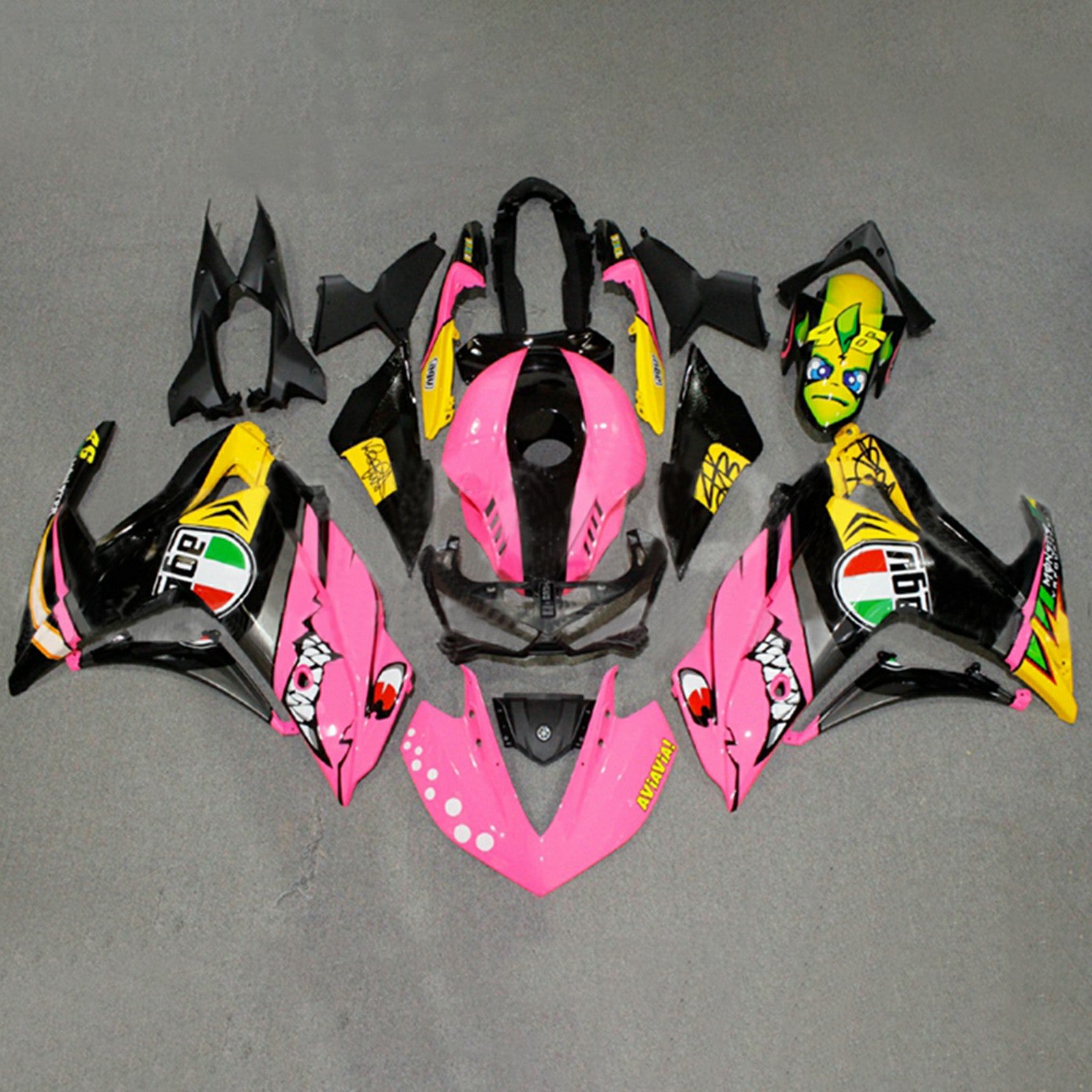 Amotopart YZF-R3 2014–2018 R25 2015–2017 Yamaha Pink&Gelber Verkleidungssatz