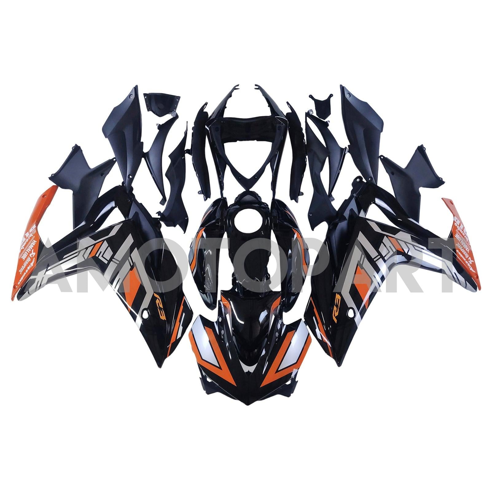 Amotopart YZF-R3 2014-2018 R25 2015-2017 Yamaha Black&Orange Fairing Kit
