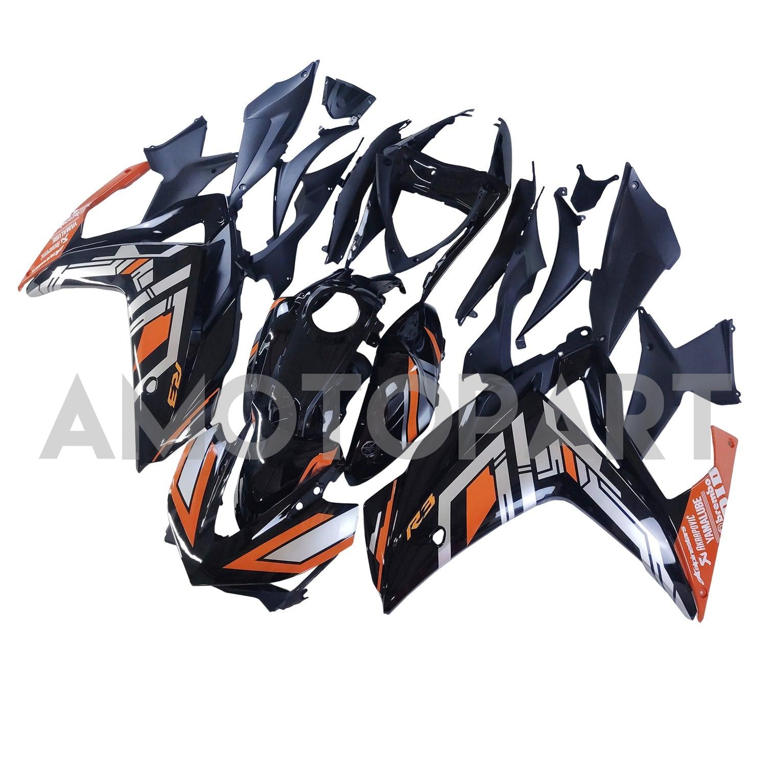 Amotopart YZF-R3 2014-2018 R25 2015-2017 Yamaha Black&Orange Fairing Kit