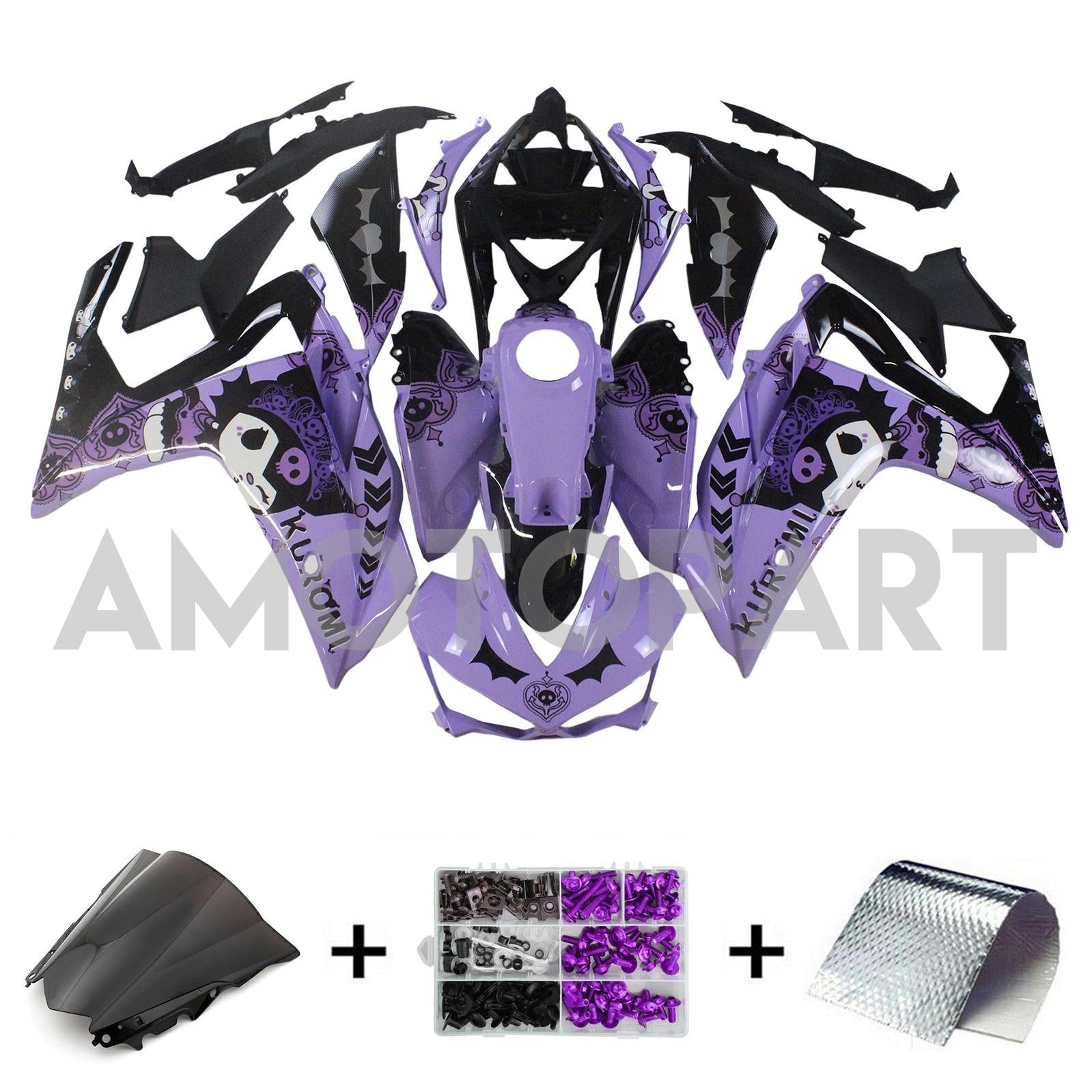 Amotopart YZF-R3 2014-2018 R25 2015-2017 Yamaha Purple&Black Fairing Kit