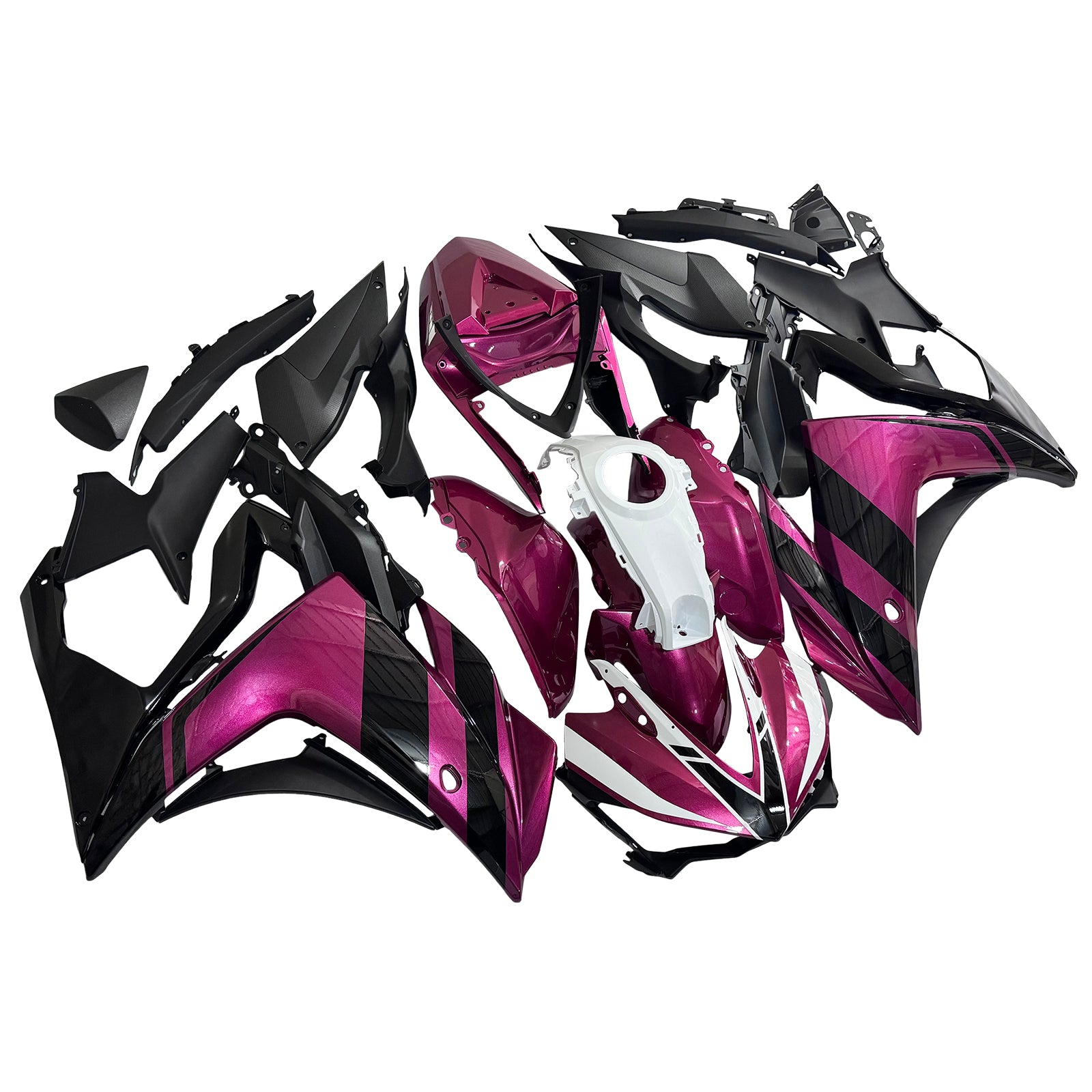 Amotopart Yamaha 2014-2018 YZF R3 2015-2017 YZF R25 Pink Black Fairing Kit