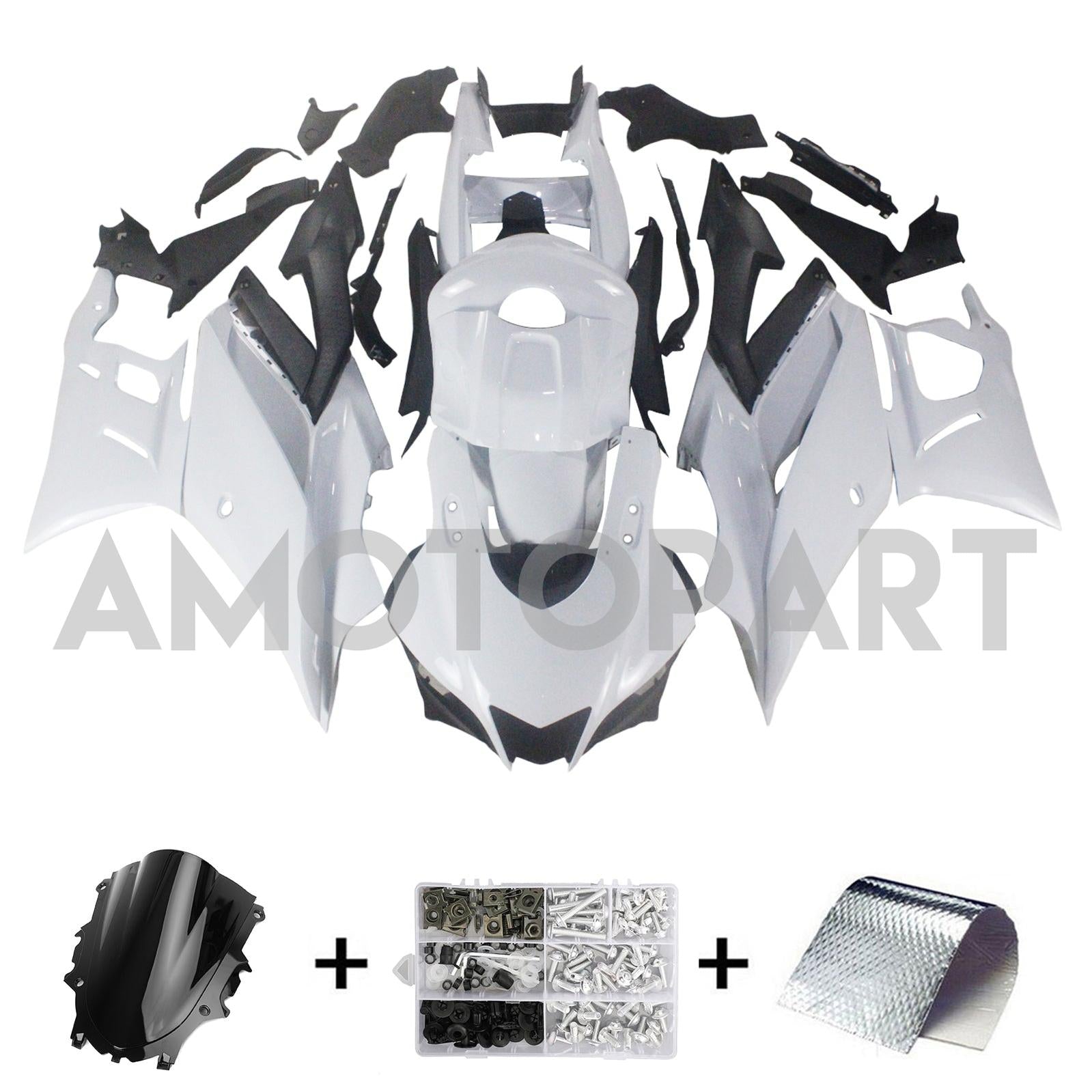 Amotopart 2019-2021 Yamaha YZF-R3 R25 White Fairing Kit