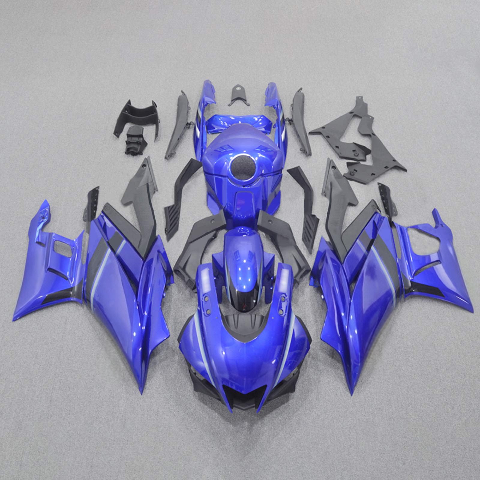 Amotopart Yamaha 2019-2021 YZF R3/YZF R25 Black & Blue Style2 Fairing Zestaw