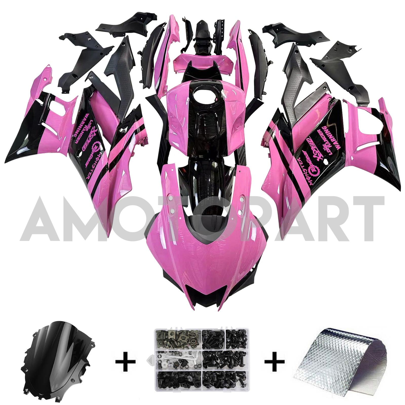 Amotopart Yamaha 2019-2021 YZF R3/YZF R25 Black Pink Fairing Kit