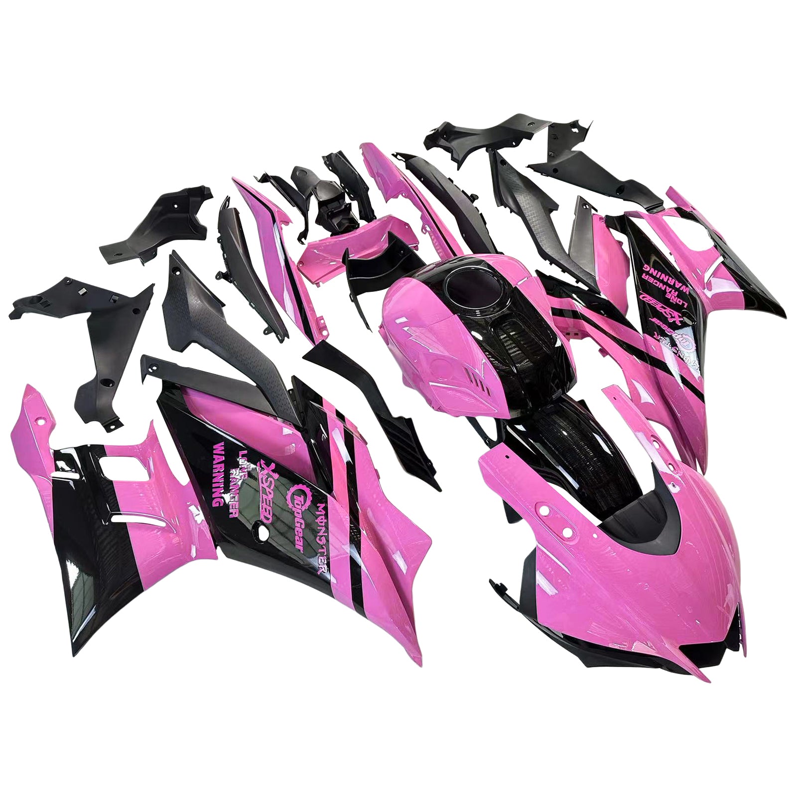 Amotopart Yamaha 2019-2021 YZF R3/YZF R25 Black Pink Fairing Kit