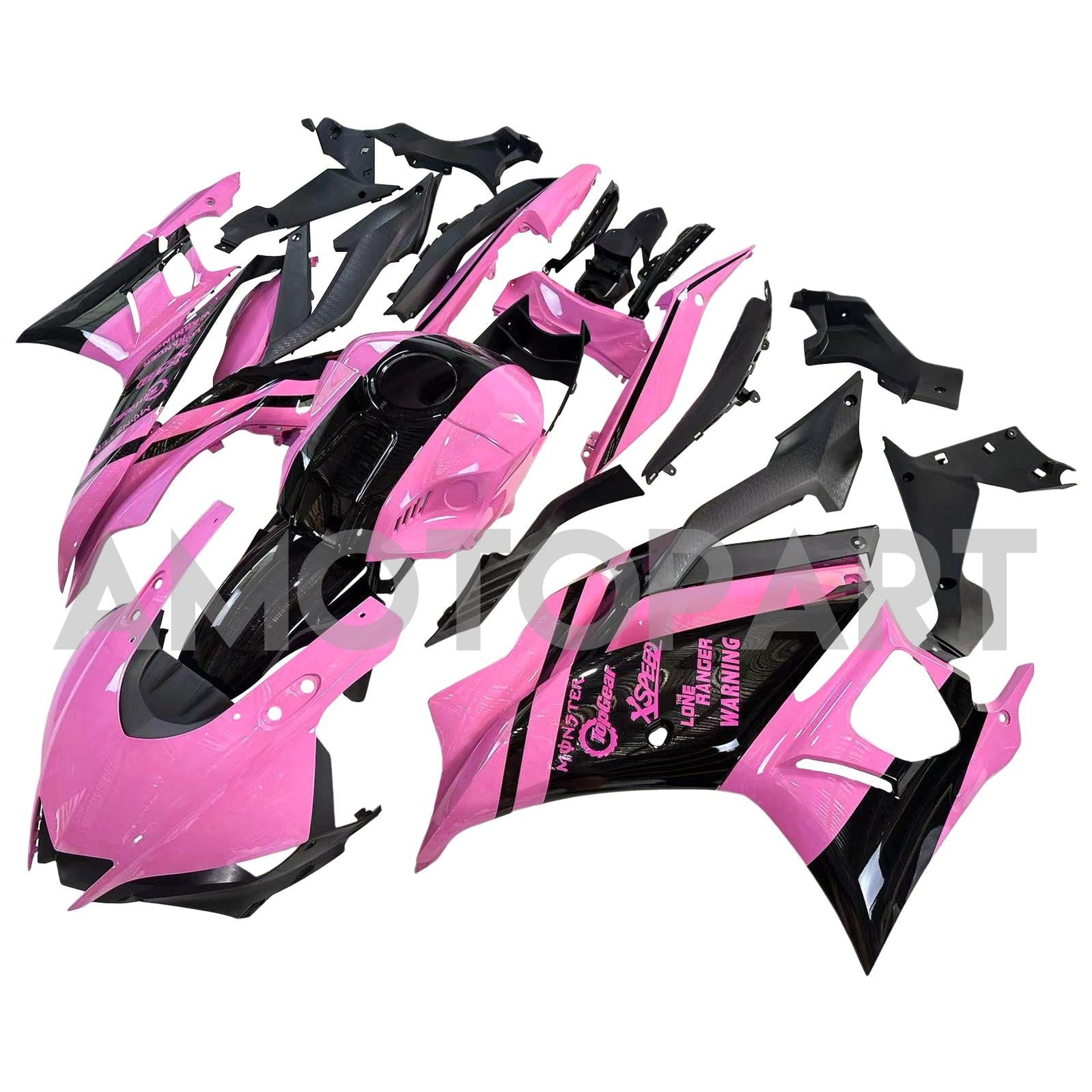 Amotopart Yamaha 2019-2021 YZF R3/YZF R25 Black Pink Fairing Kit