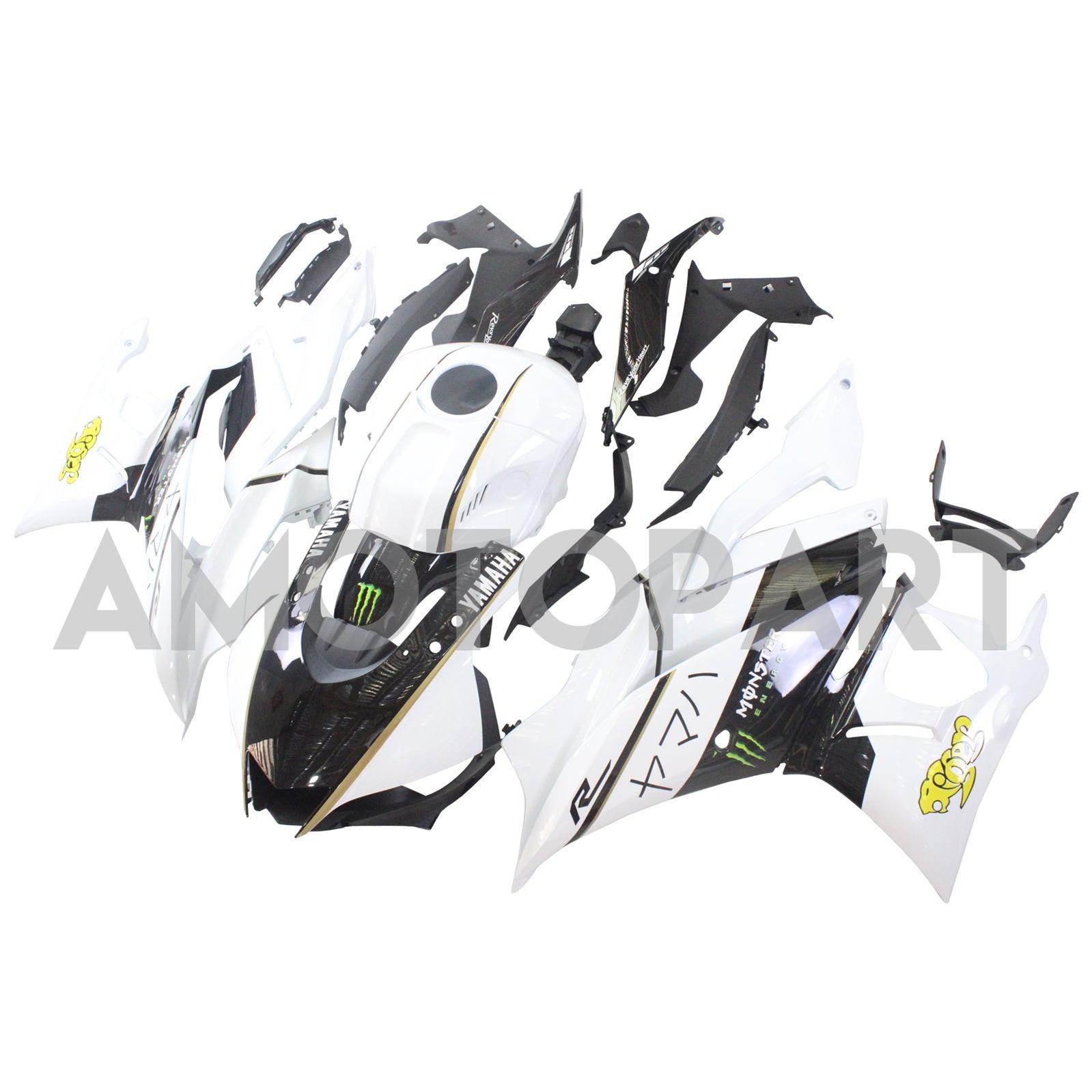 Amotopart Yamaha 2019-2021 YZF R3/YZF R25 Kit de carenagem branca preta