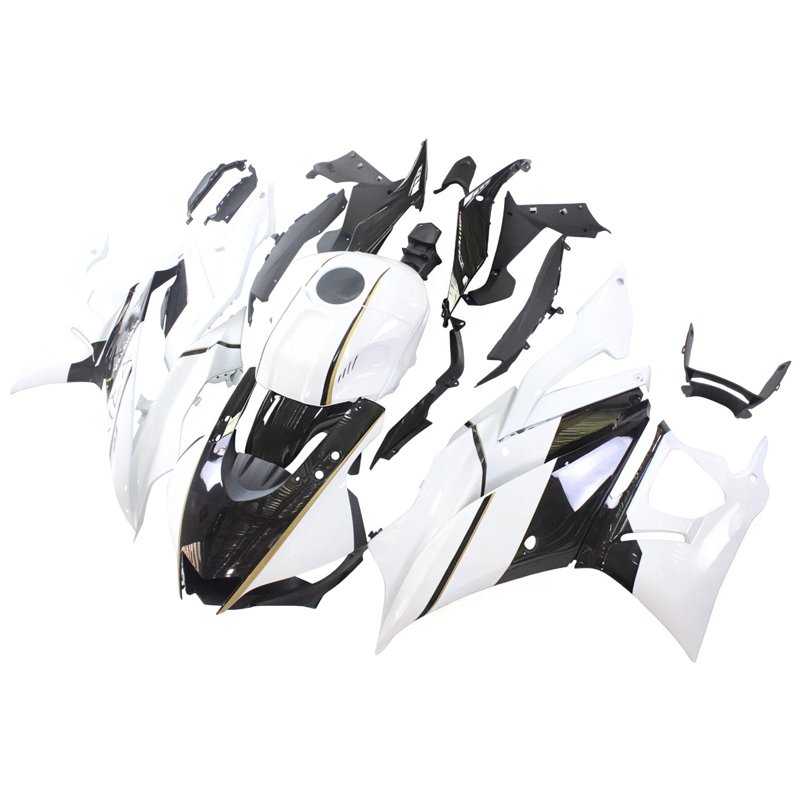 Amotopart Yamaha 2019-2021 YZF R3/YZF R25 Black White Fairing Kit