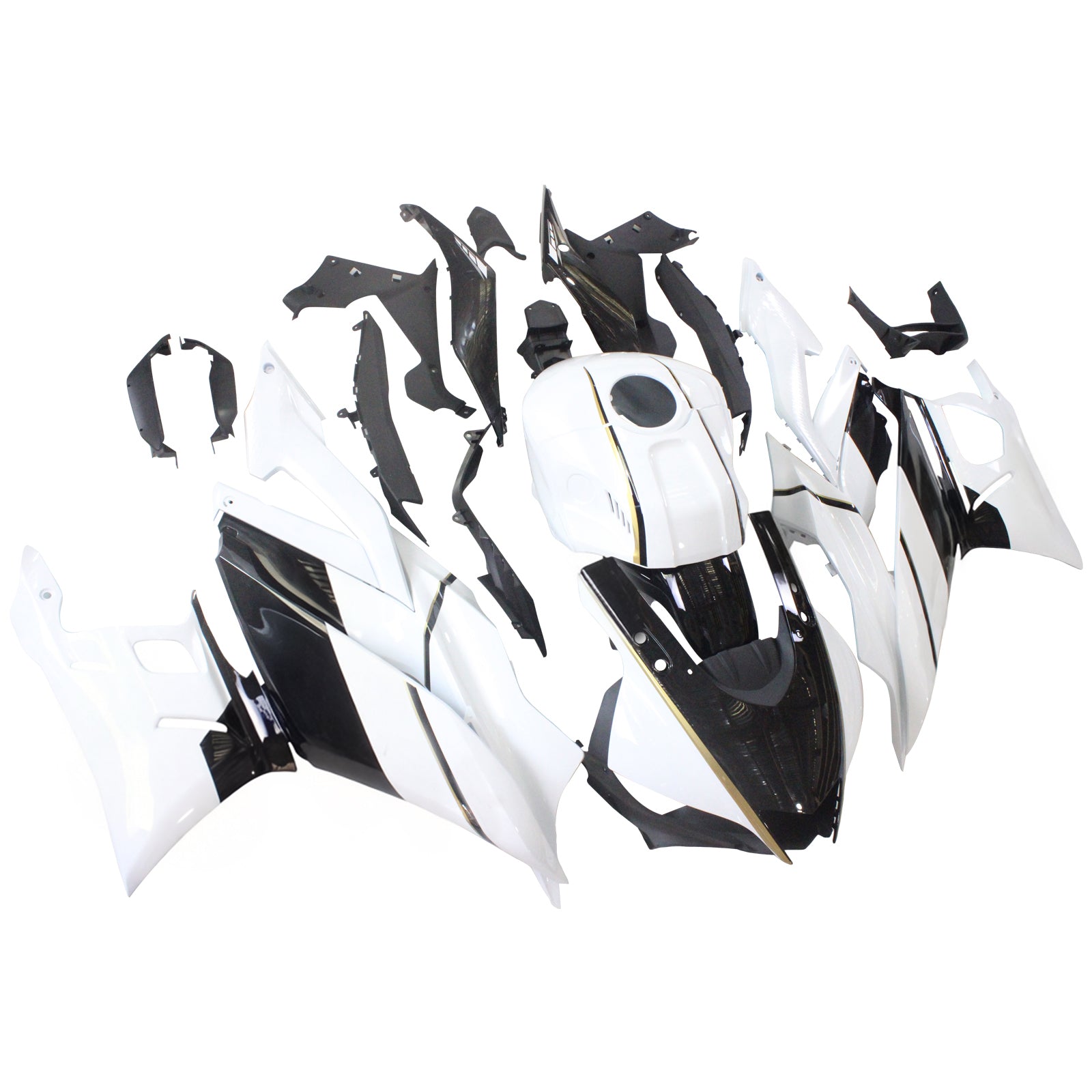 Amotopart Yamaha 2019-2021 YZF R3/YZF R25 Black White Fairing Kit