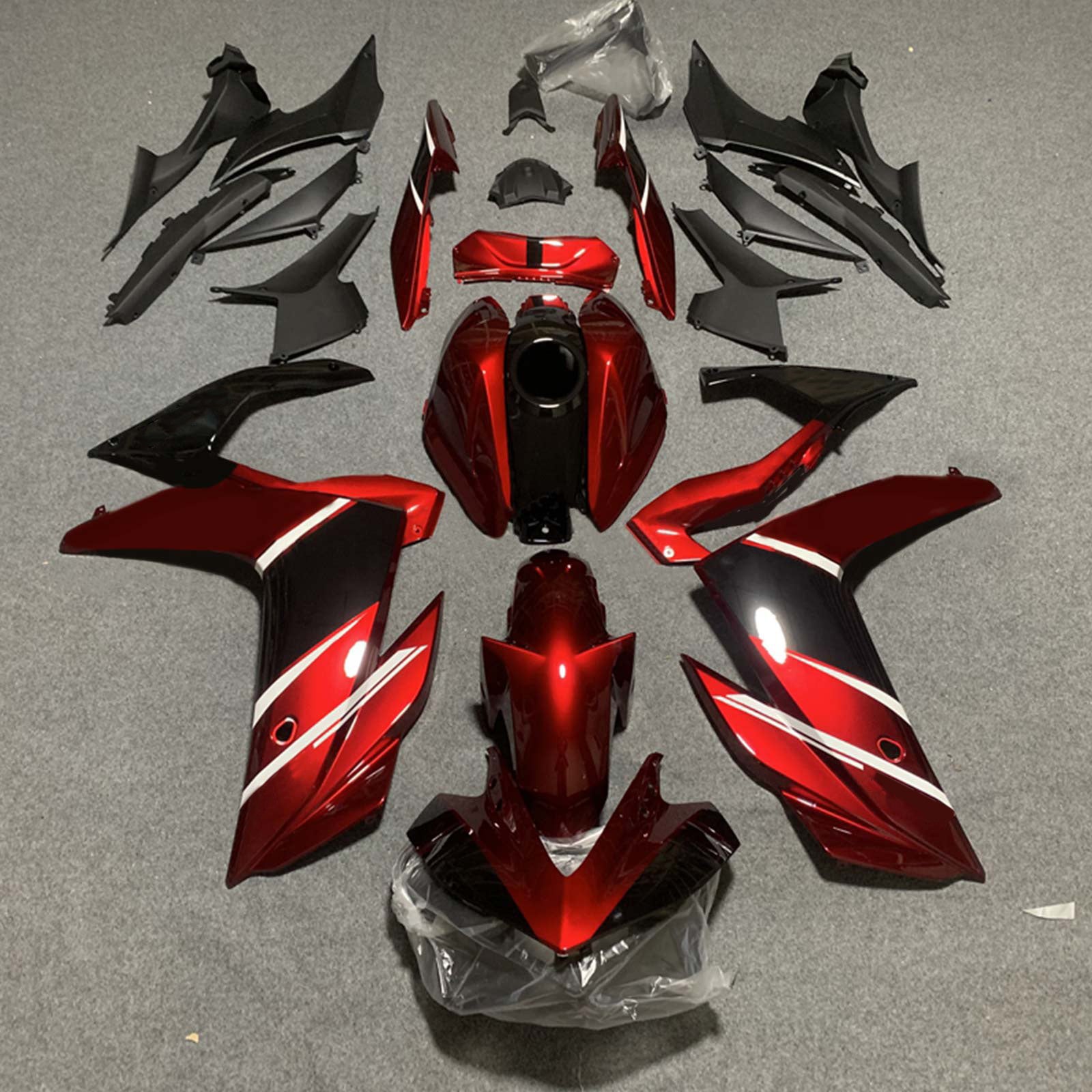 Amotopart Yamaha 2019-2021 YZF R3/YZF R25 Red&Black Style2 Fairing Kit