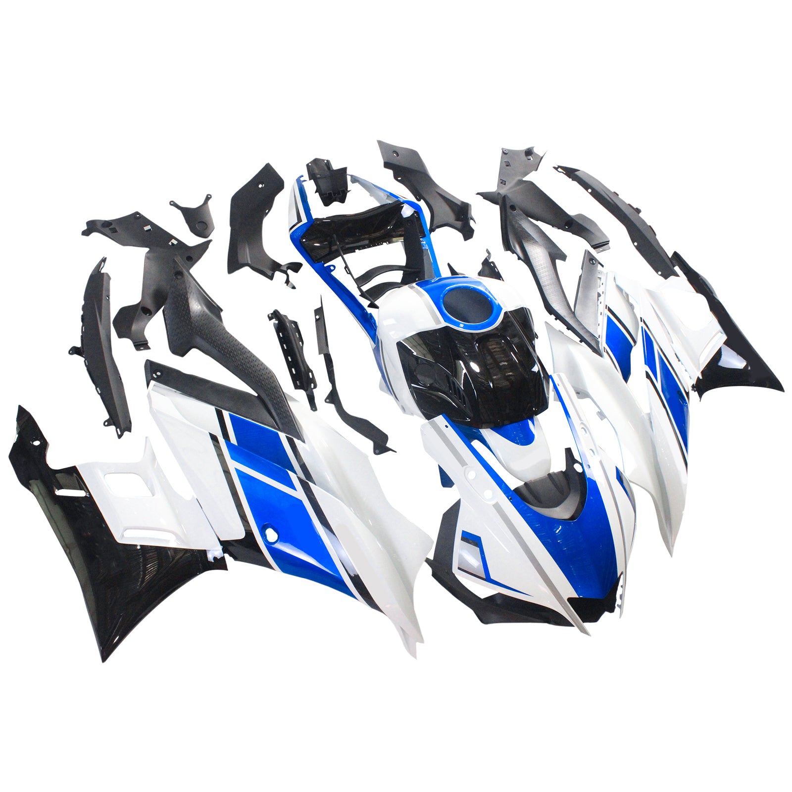 Amotopart ヤマハ 2019-2021 YZF R3/YZF R25 ブルー&ホワイト Style3 フェアリングキット