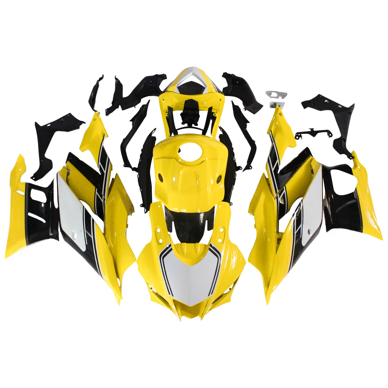 Amotopart Yamaha 2019-2021 YZF R3/YZF R25 Kit de carenado amarillo negro blanco