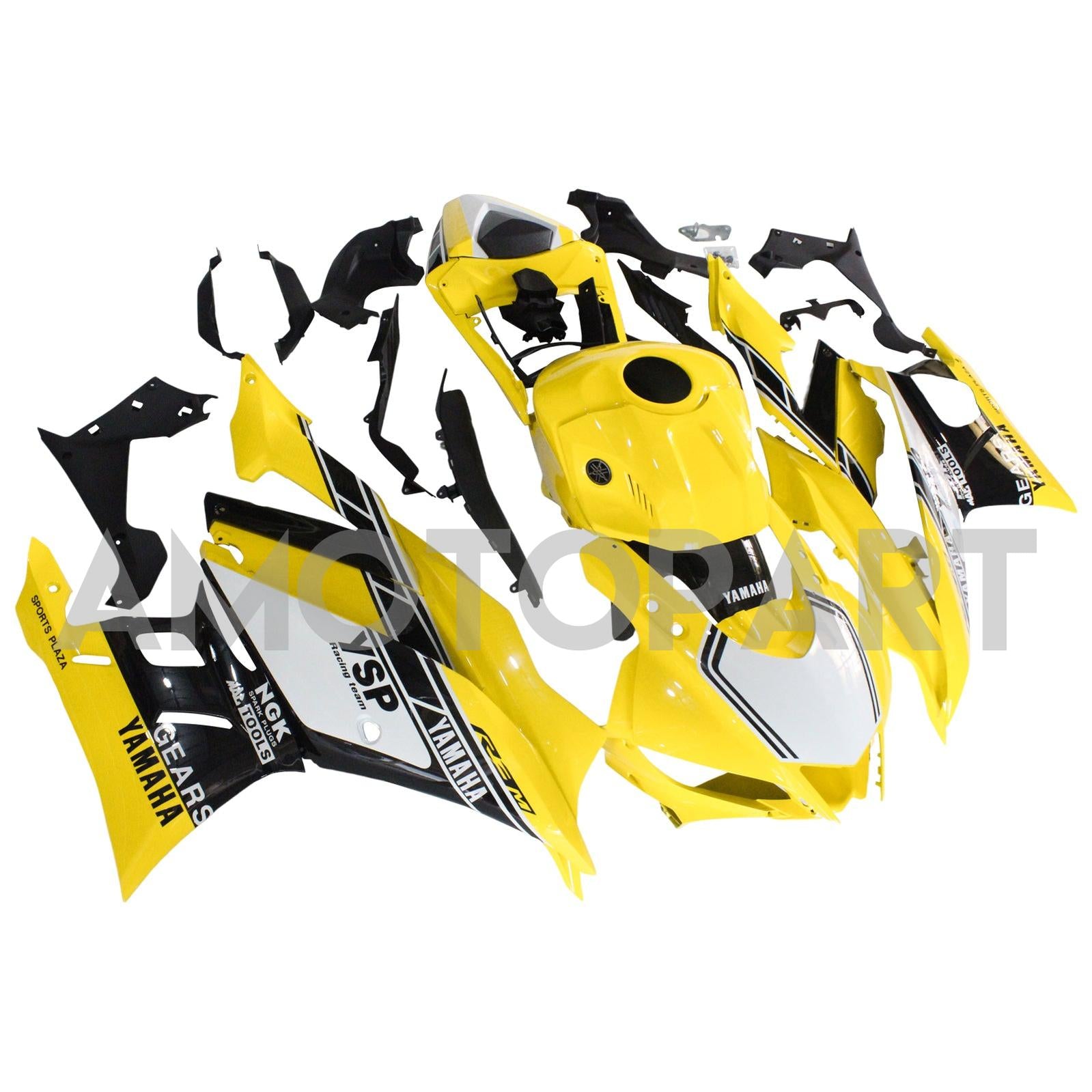 Amotopart Yamaha 2019-2021 YZF R3/YZF R25 Yellow Black White Fairing Kit