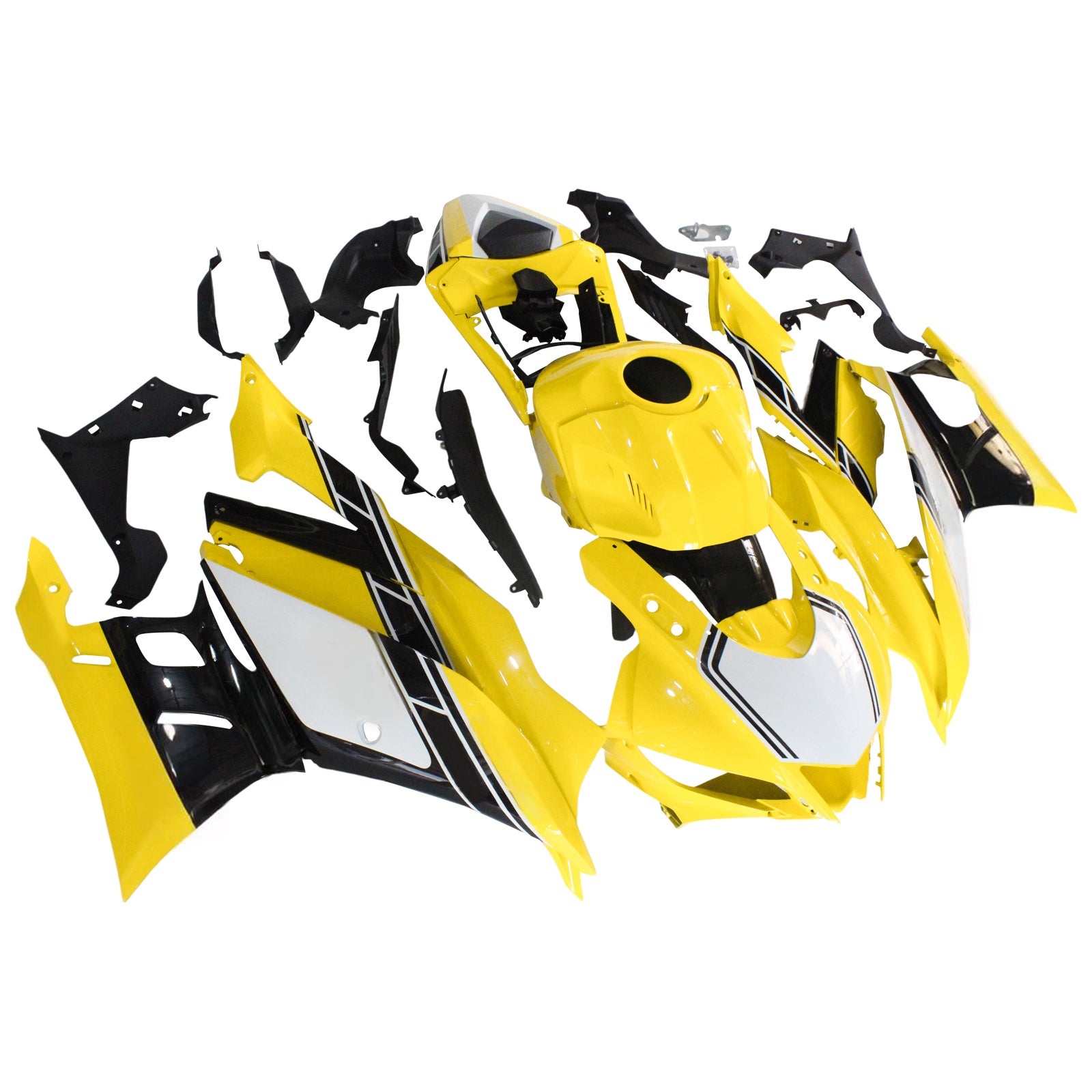 Amotopart Yamaha 2019-2021 YZF R3/YZF R25 Kit de carenado amarillo negro blanco