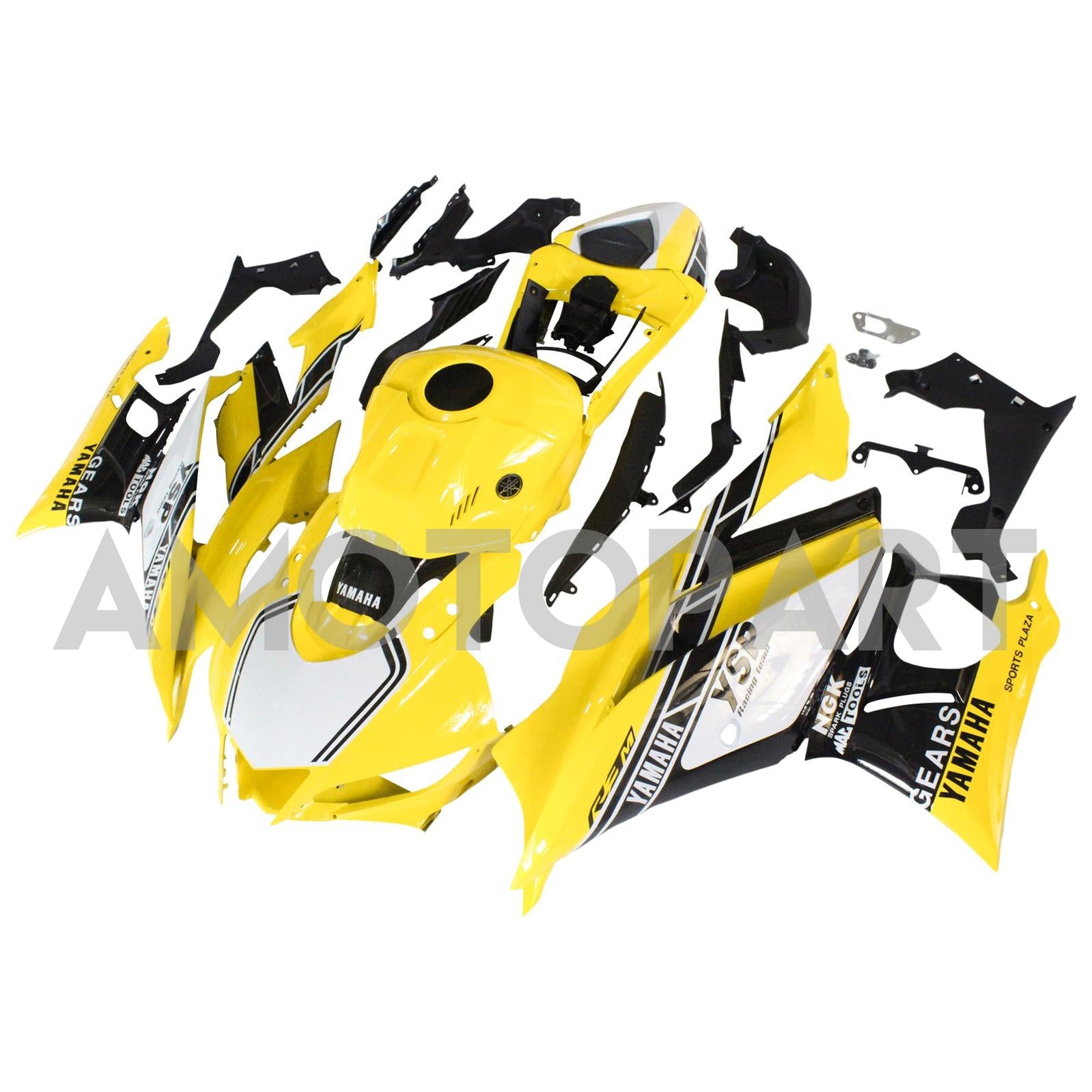 Amotopart Yamaha 2019-2021 YZF R3/YZF R25 Yellow Black White Fairing Kit