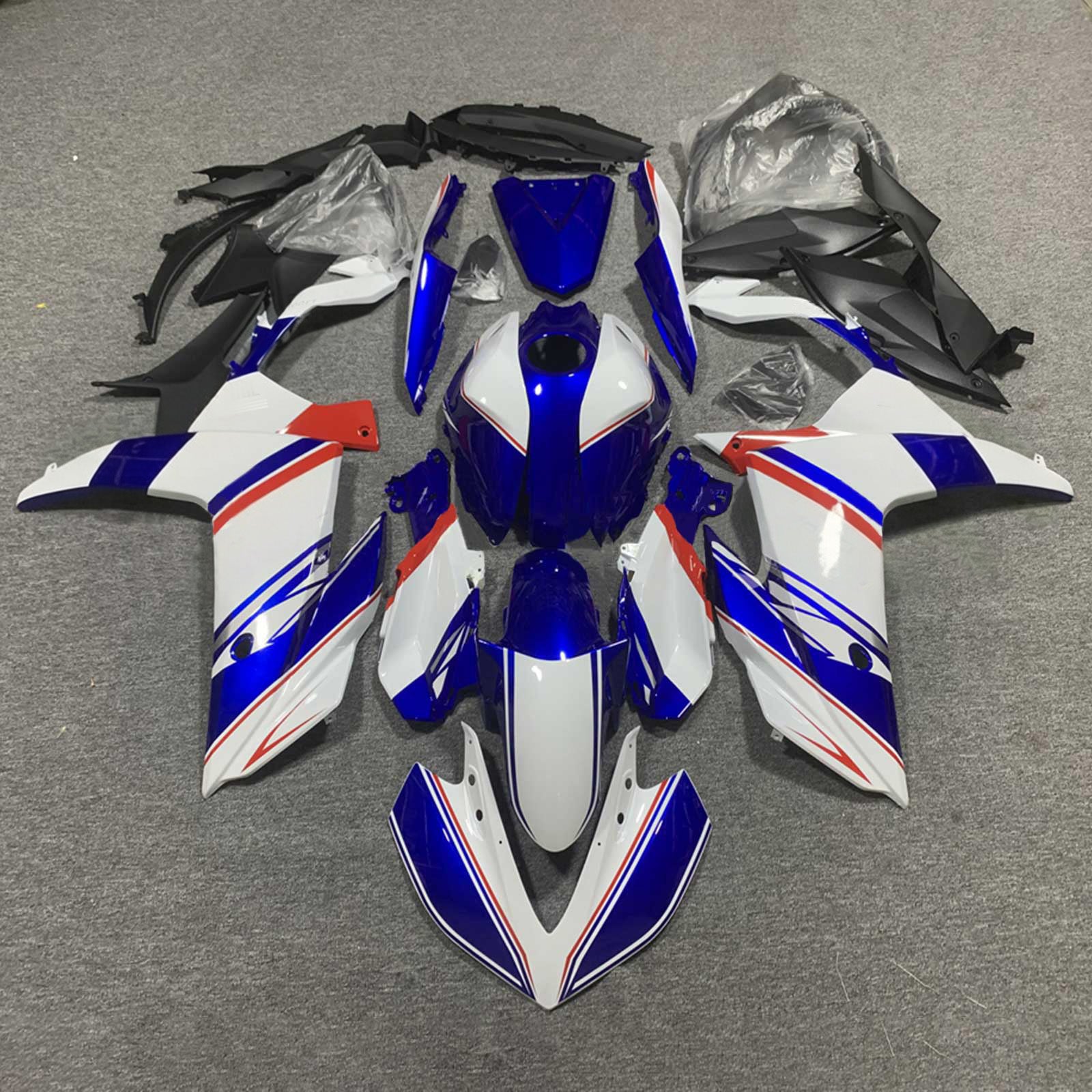 Amotopart Yamaha 2019-2021 YZF R3/YZF R25 Blue&White Style4 Fairing Kit