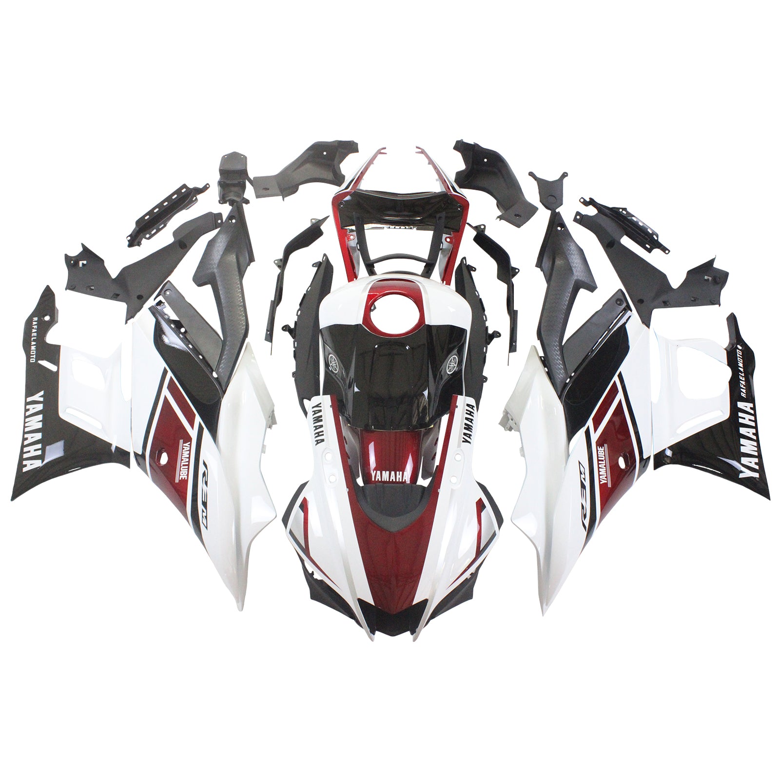 Amotopart Yamaha 2019–2021 YZF R3/YZF R25 Rot Schwarz Weiß Verkleidungsset