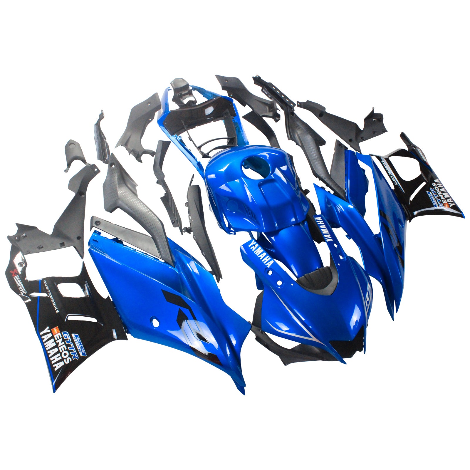 Amotopart Yamaha 2019-2021 YZF R3/YZF R25 Black & Blue Style4 Fairing Kit
