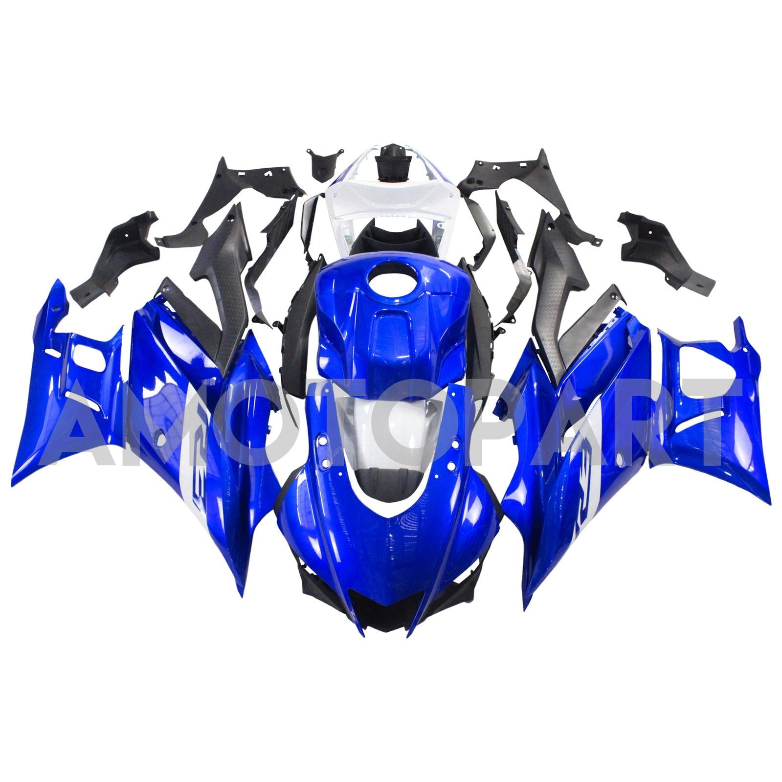Amotopart Yamaha 2019-2021 YZF R3/YZF R25 Black&Blue Style5 Fairing Kit
