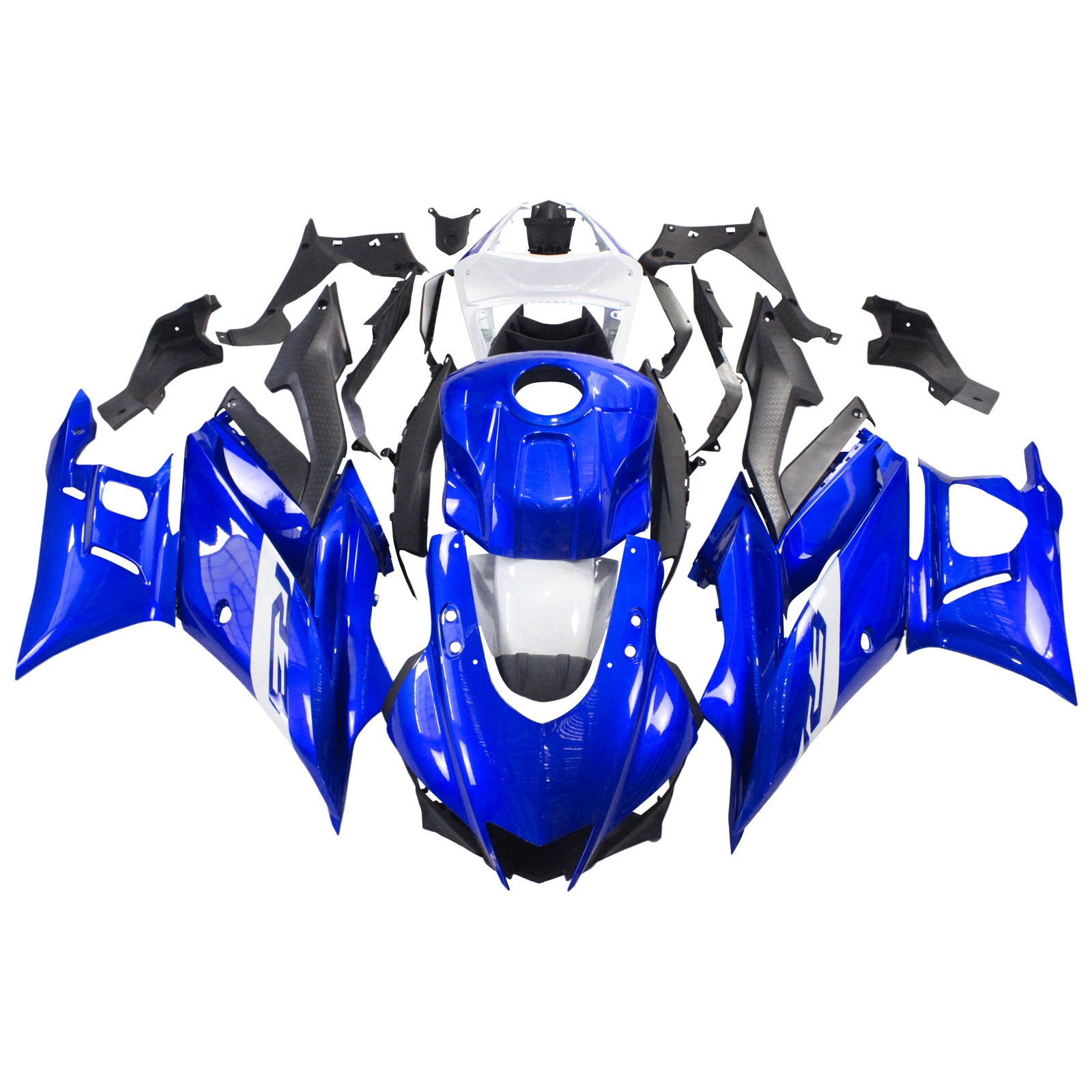 Amotopart ヤマハ 2019-2021 YZF R3/YZF R25 ブラック&ブルー スタイル 5 フェアリングキット
