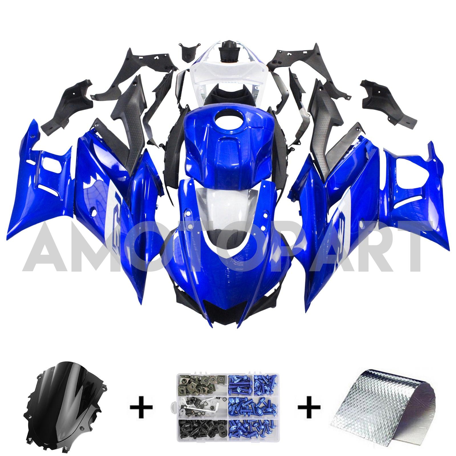 Amotopart Yamaha 2019-2021 YZF R3/YZF R25 Black & Blue Style 5 Fairing Kit